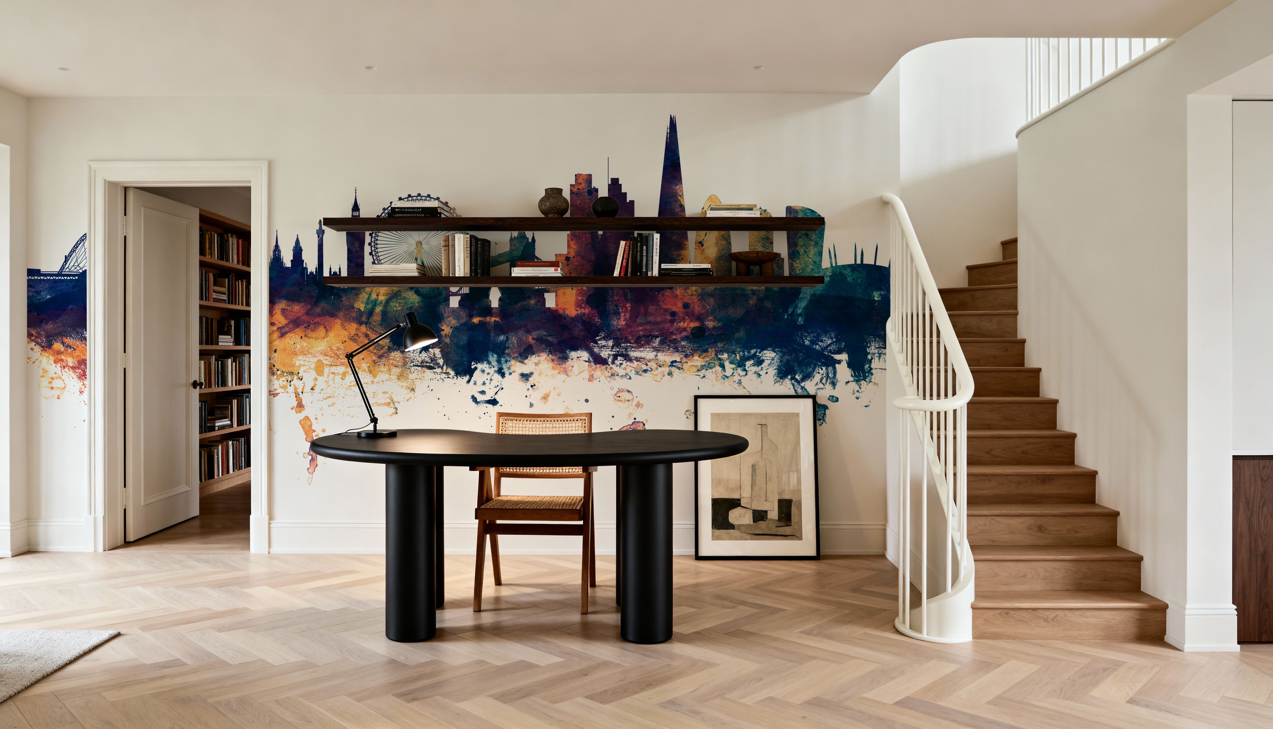 London Skyline Blue & Bronze, Wallpaper