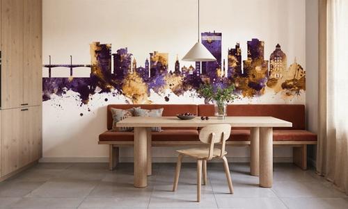 Asheville North Carolina Skyline Purple & Gold