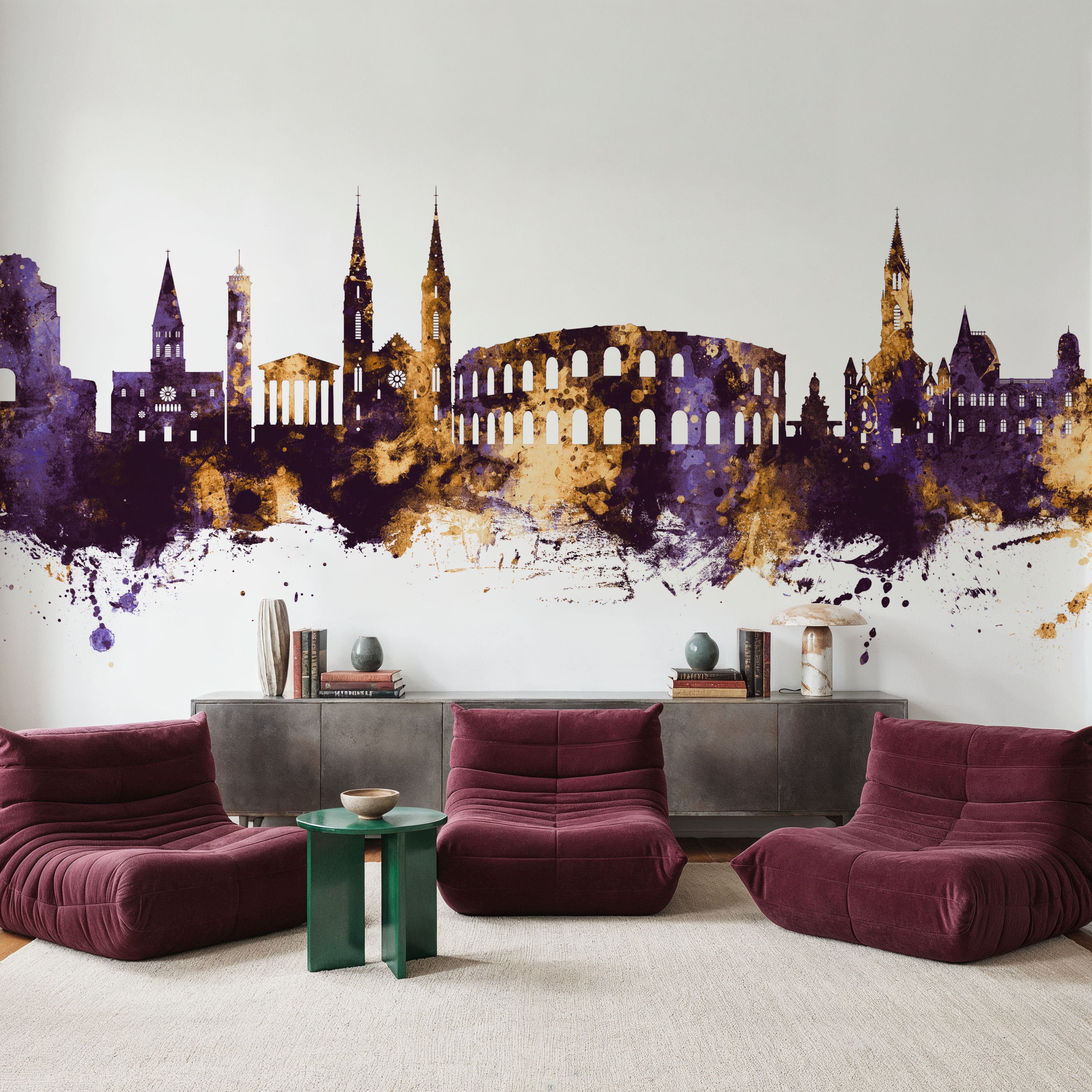 Nîmes France Skyline Purple & Gold