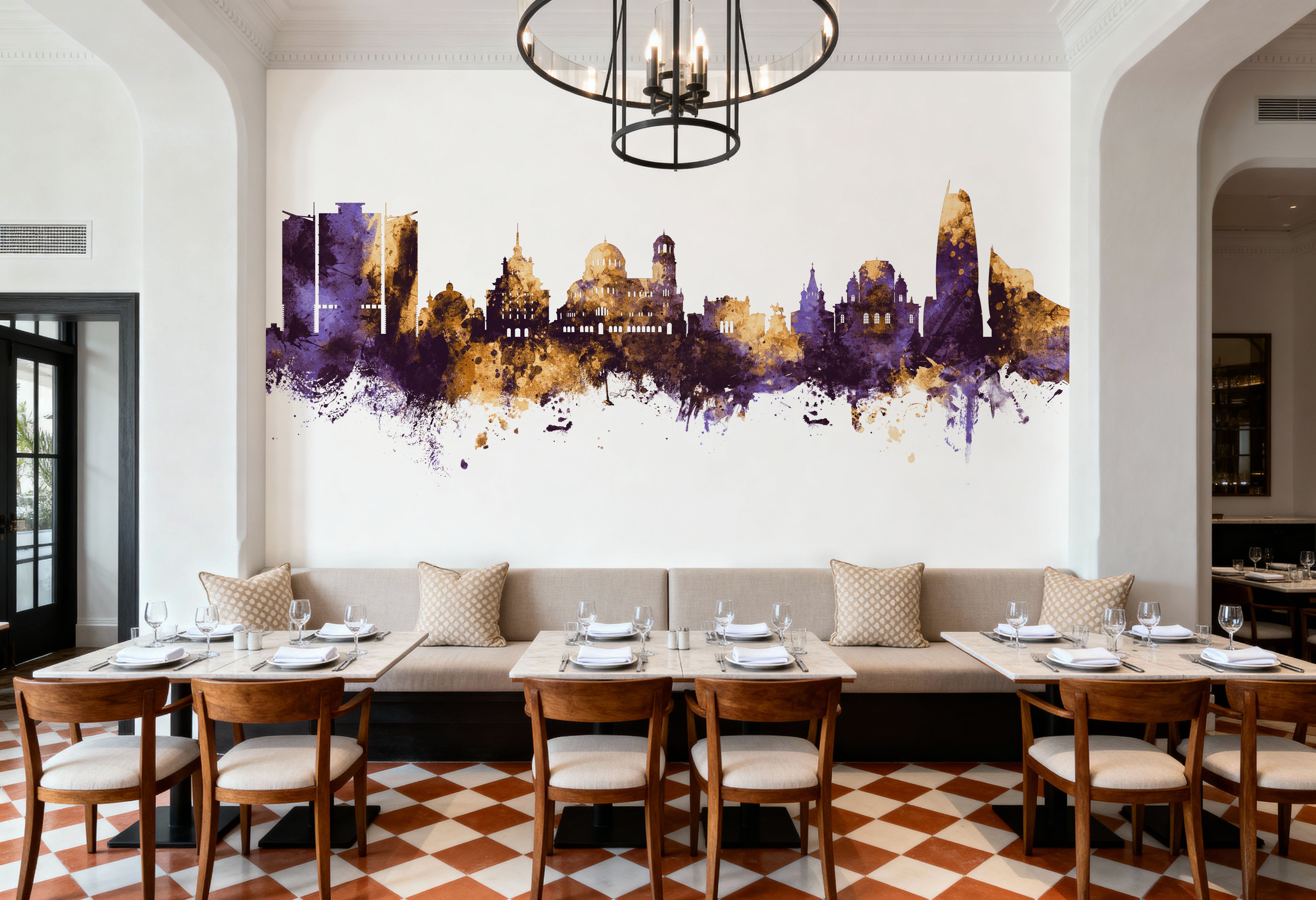 Sofia Bulgaria Skyline Purple & Gold