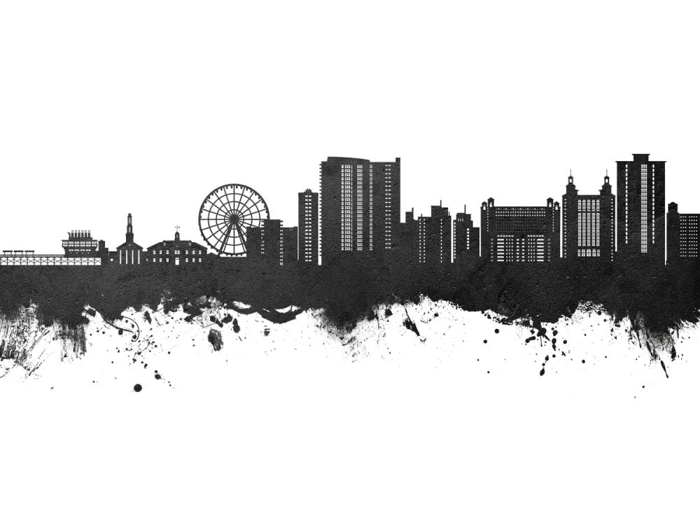 Myrtle Beach South Carolina Skyline Black & White