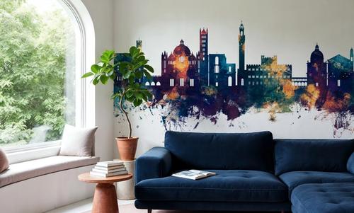 Siena Italy Skyline Blue & Bronze
