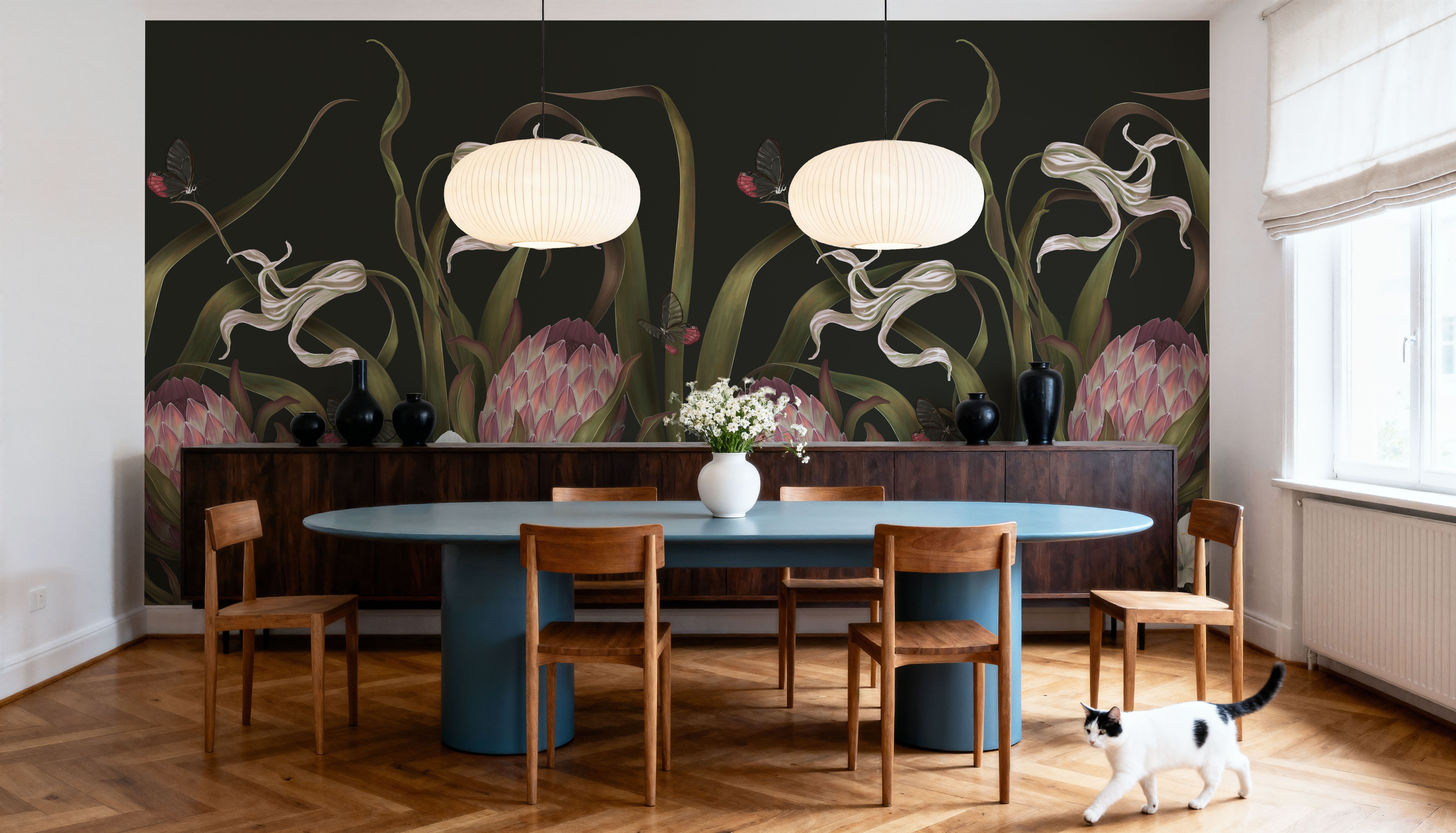 Protea Buds and Butterflies, Wallpaper