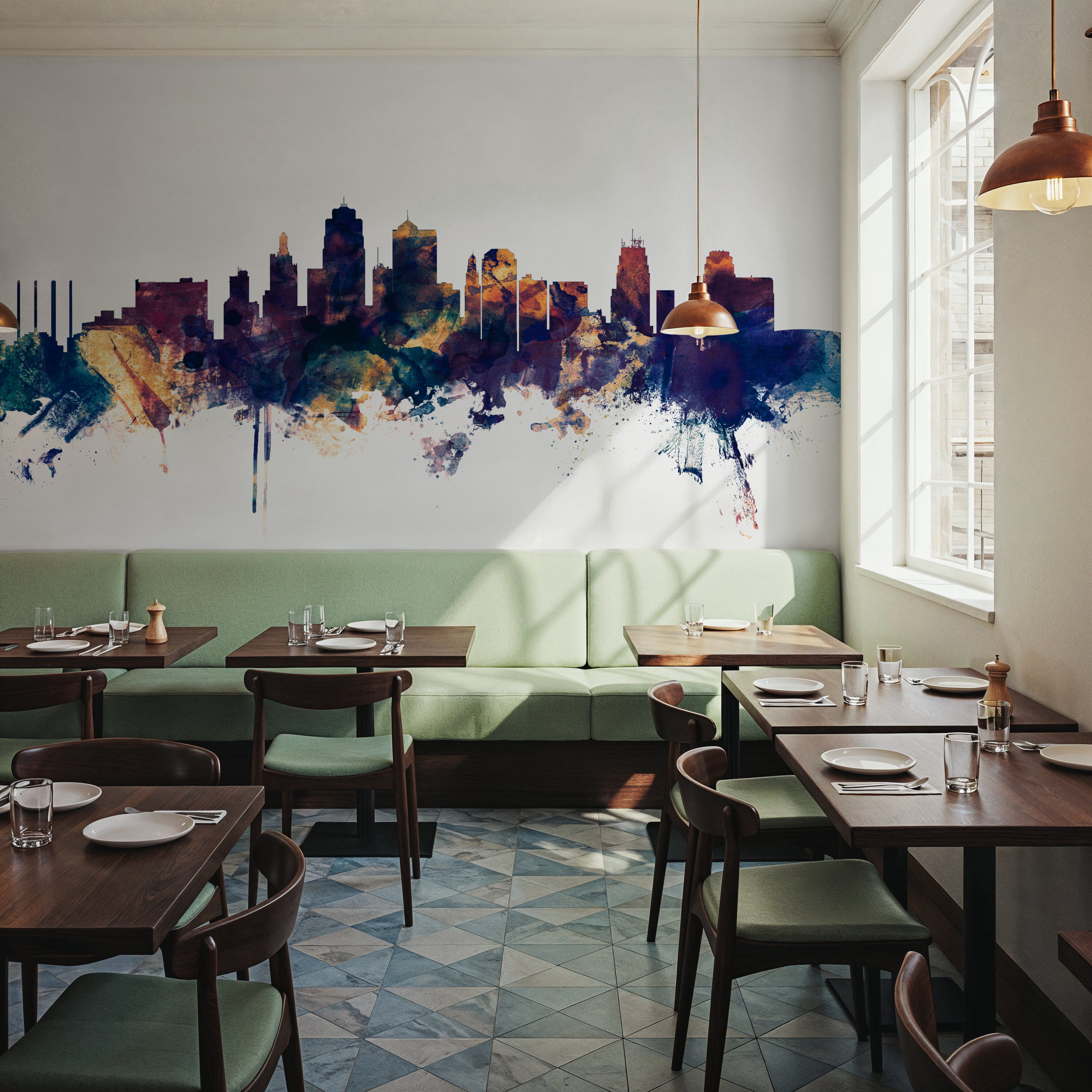 Kansas City Missouri Skyline Blue & Bronze