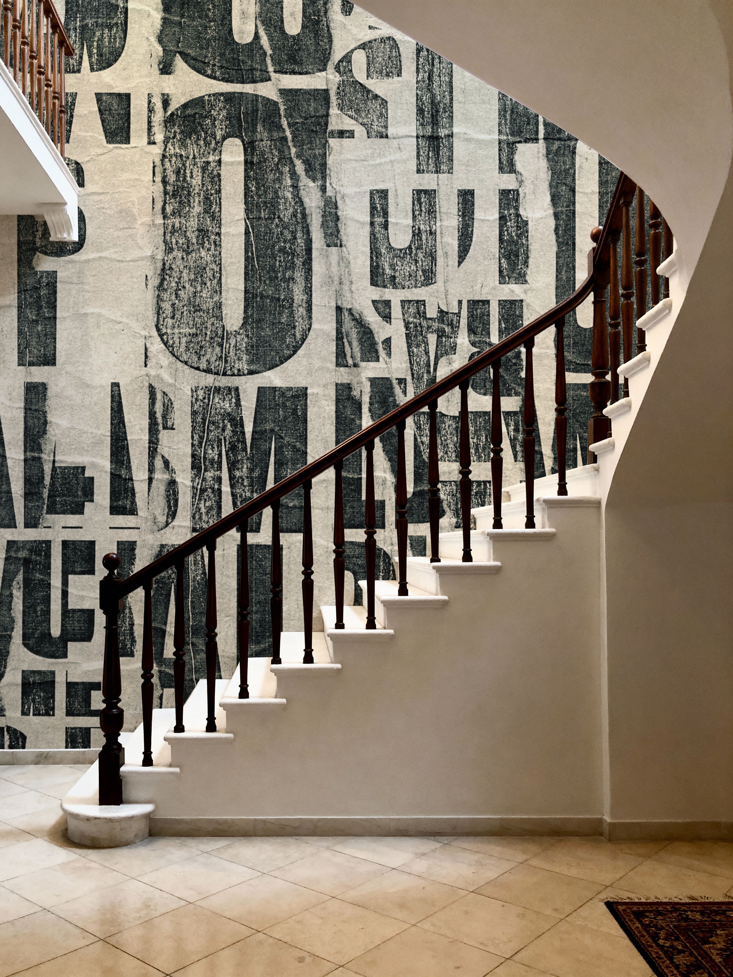 Letterpress Vintage Newspaper Collage, Black