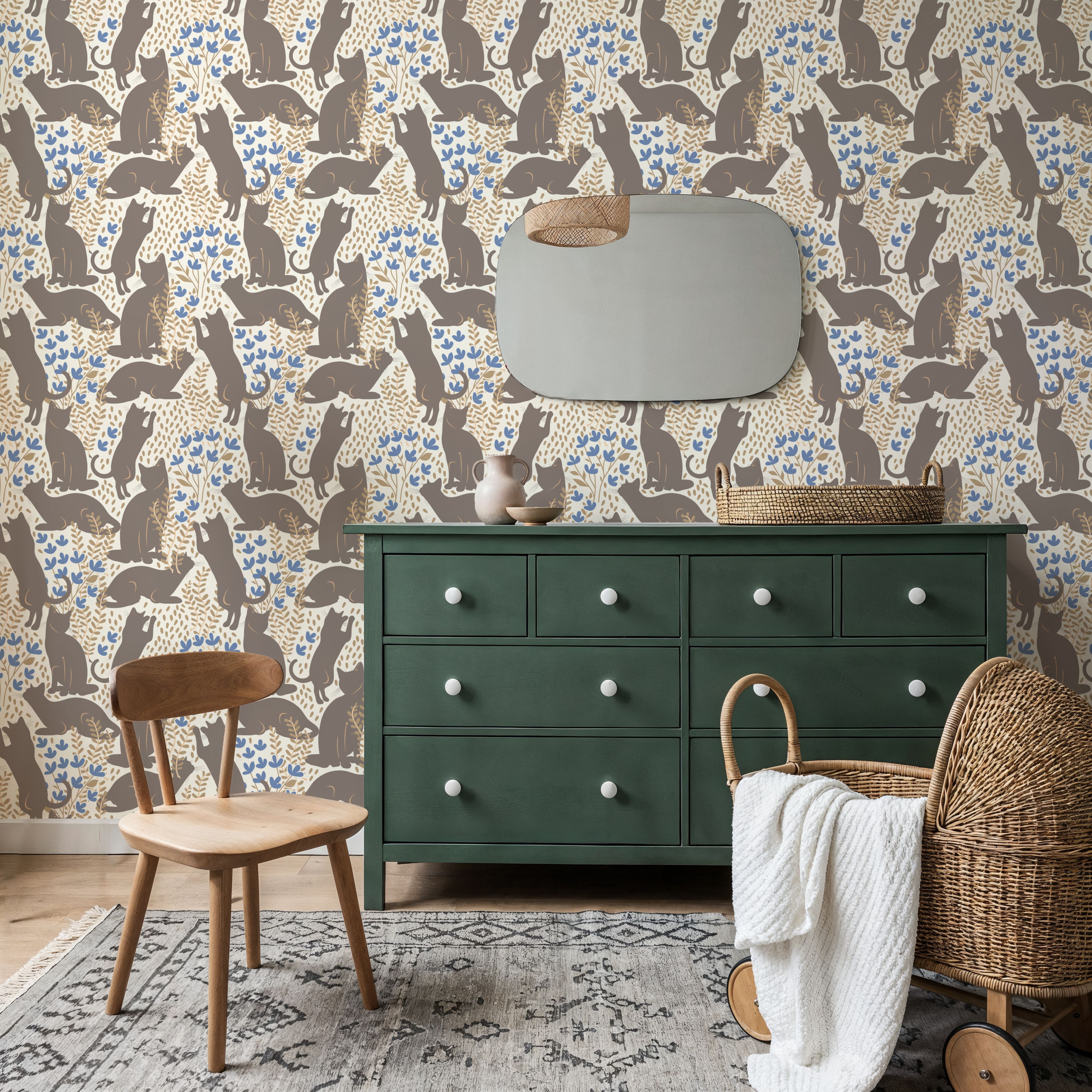 Hunters in The Garden, Tan & Blue