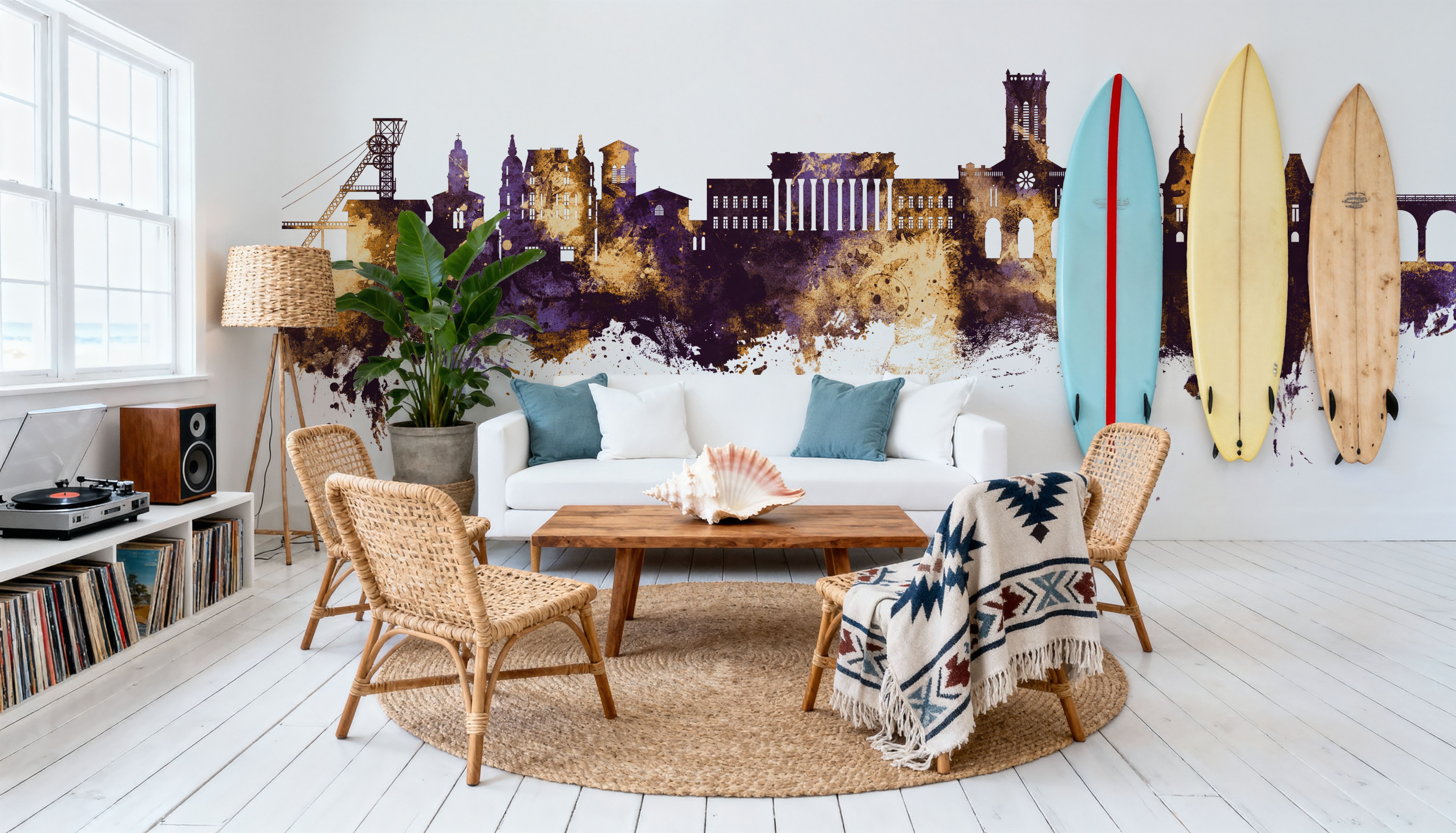 Saint-Étienne France Skyline Purple & Gold