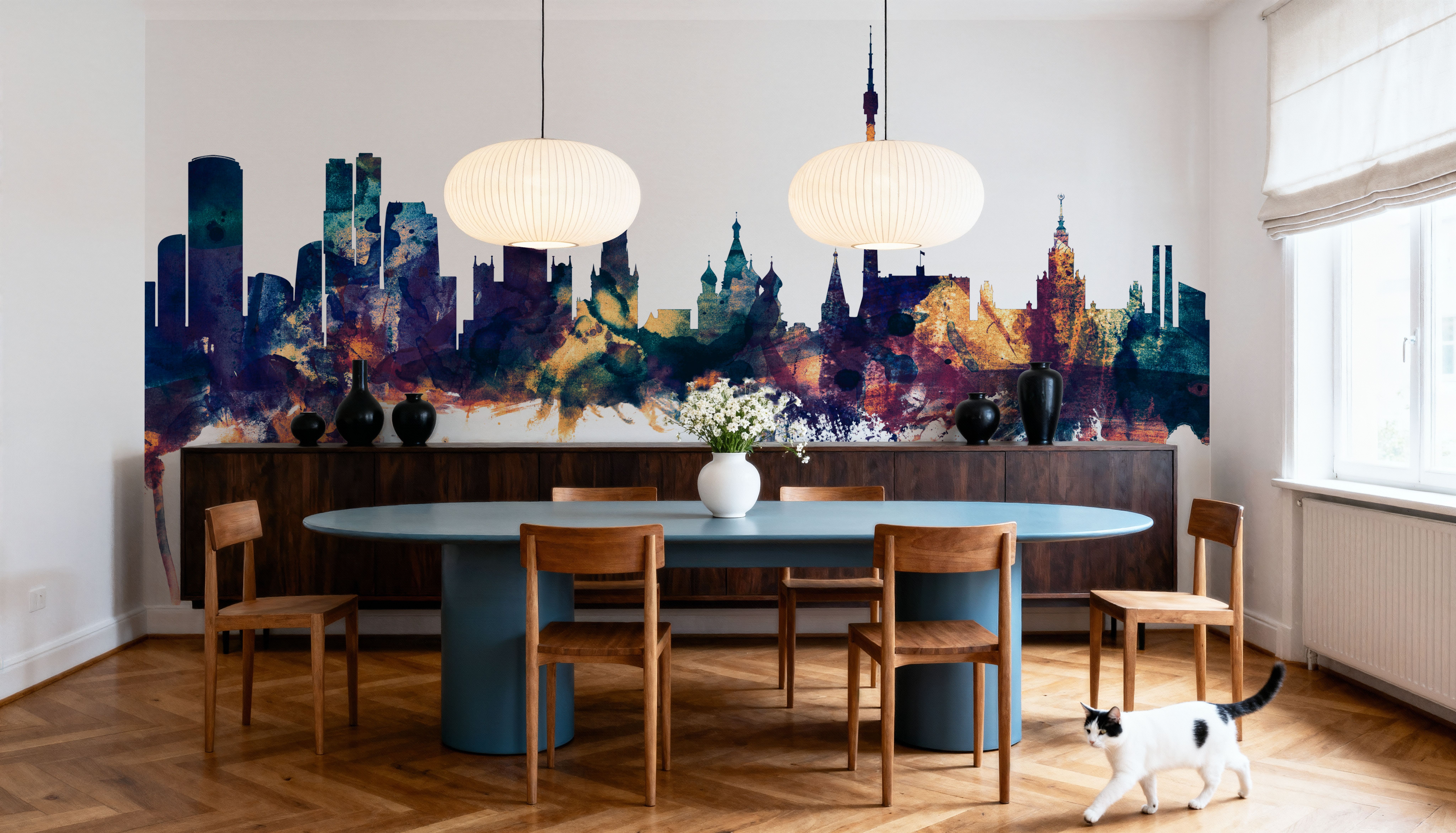 Moscow Russia Skyline Blue & Bronze