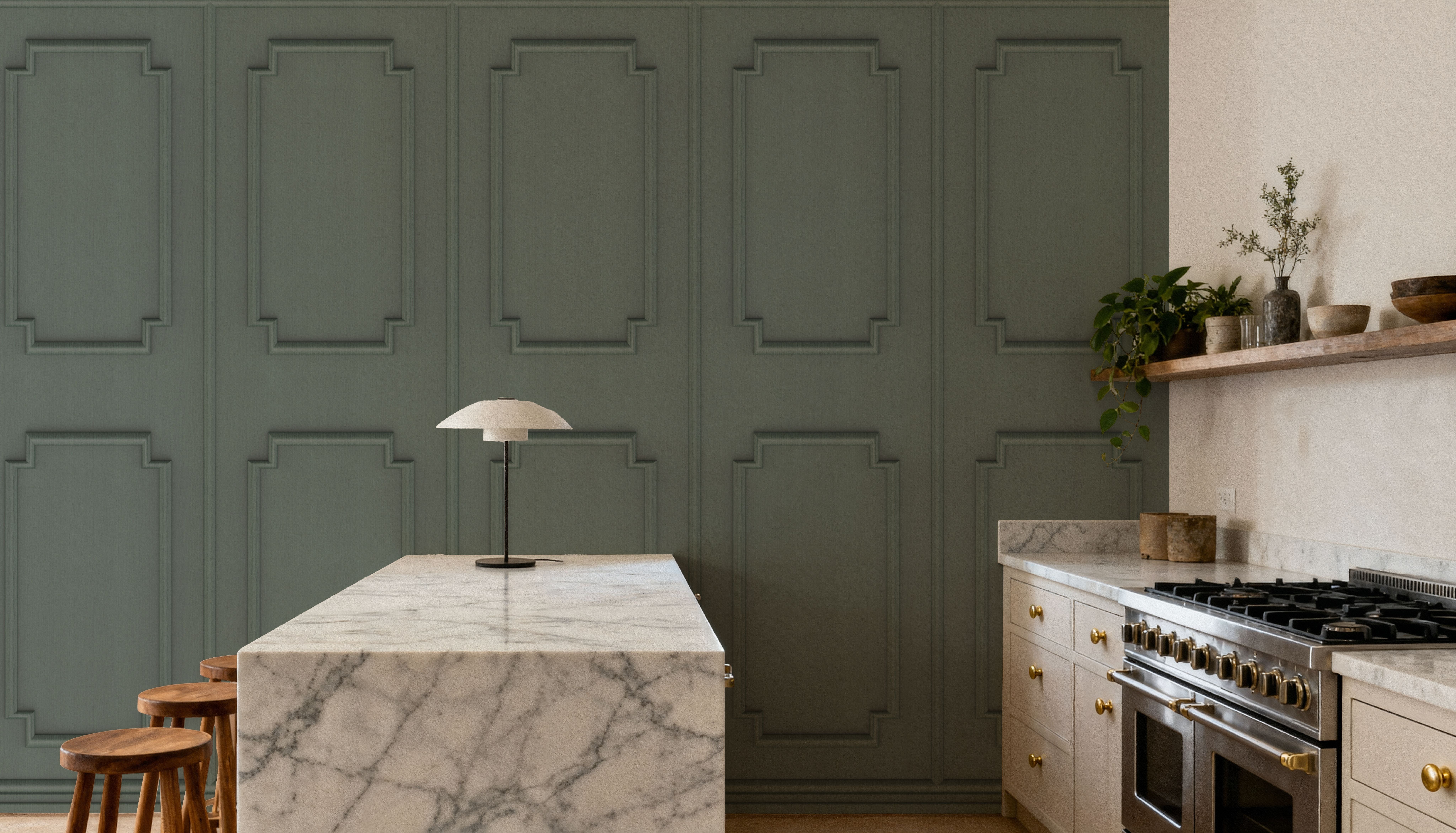 Faux Wall Panel Moulding, Sage