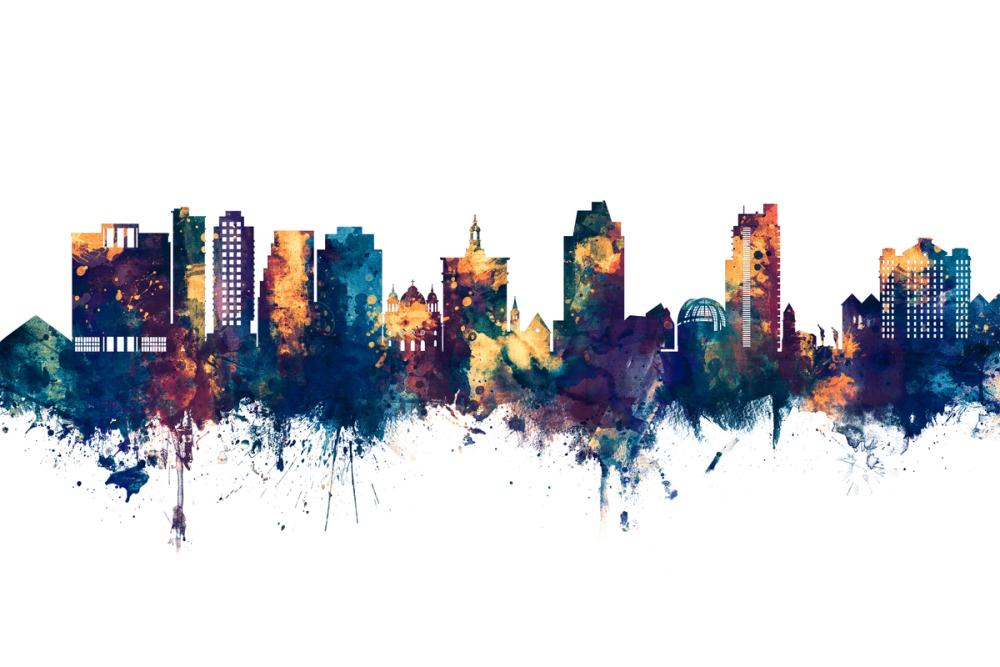 San Jose California Skyline Blue & Bronze