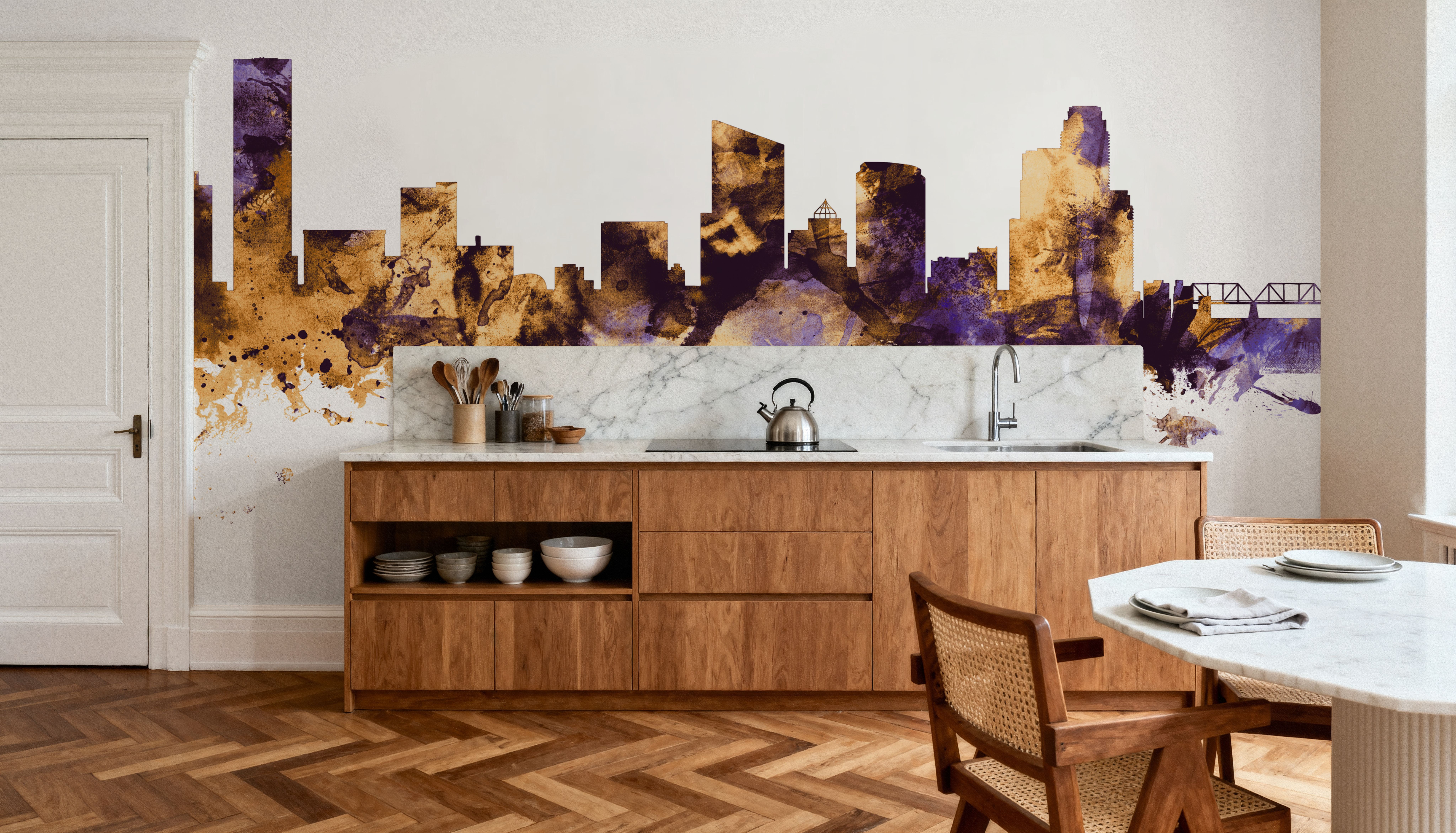 Grand Rapids Michigan Skyline Purple & Gold