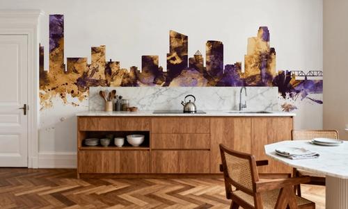 Grand Rapids Michigan Skyline Purple & Gold
