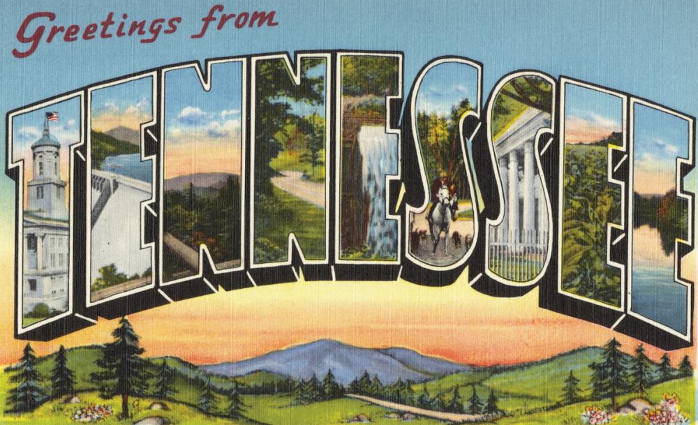 Greetings from Tennessee Landscape - Screenprint Postcard