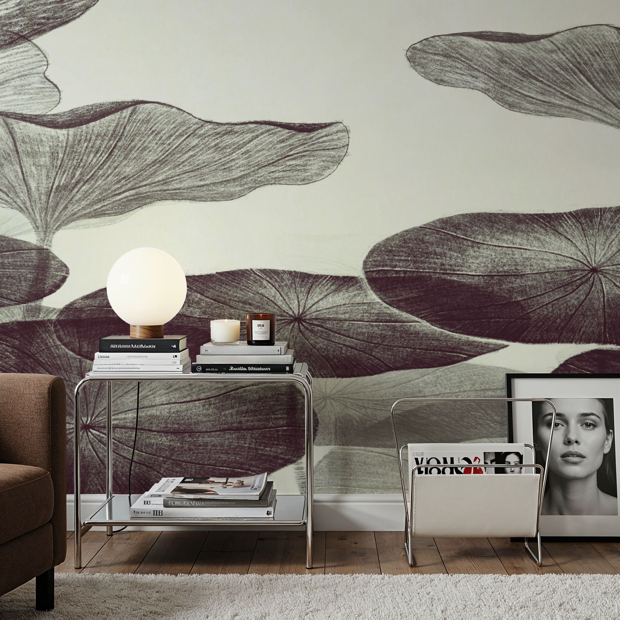 Subtle Water Lily Drawing, Graphite