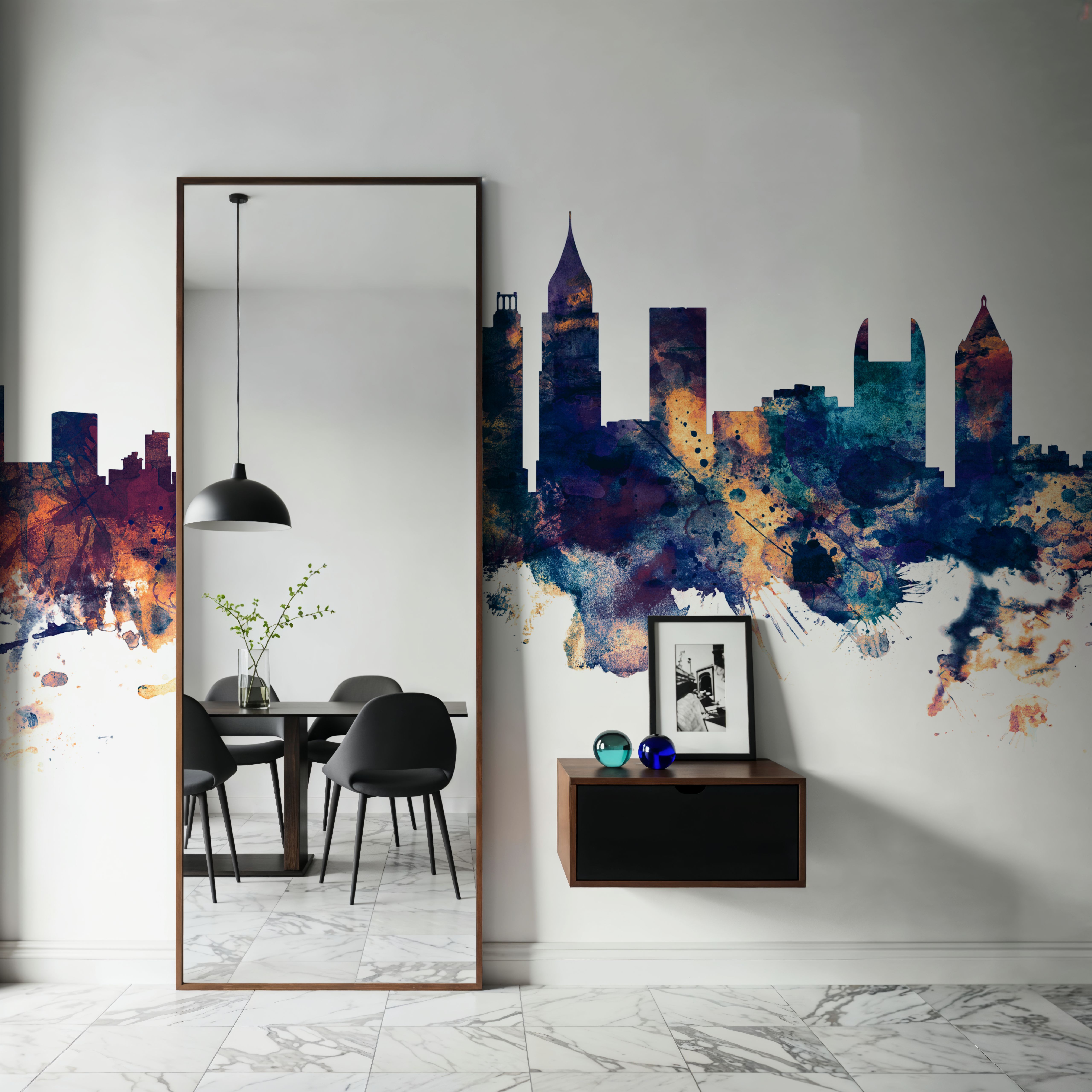 Atlanta Georgia Skyline Blue & Bronze