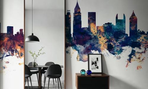Atlanta Georgia Skyline Blue & Bronze