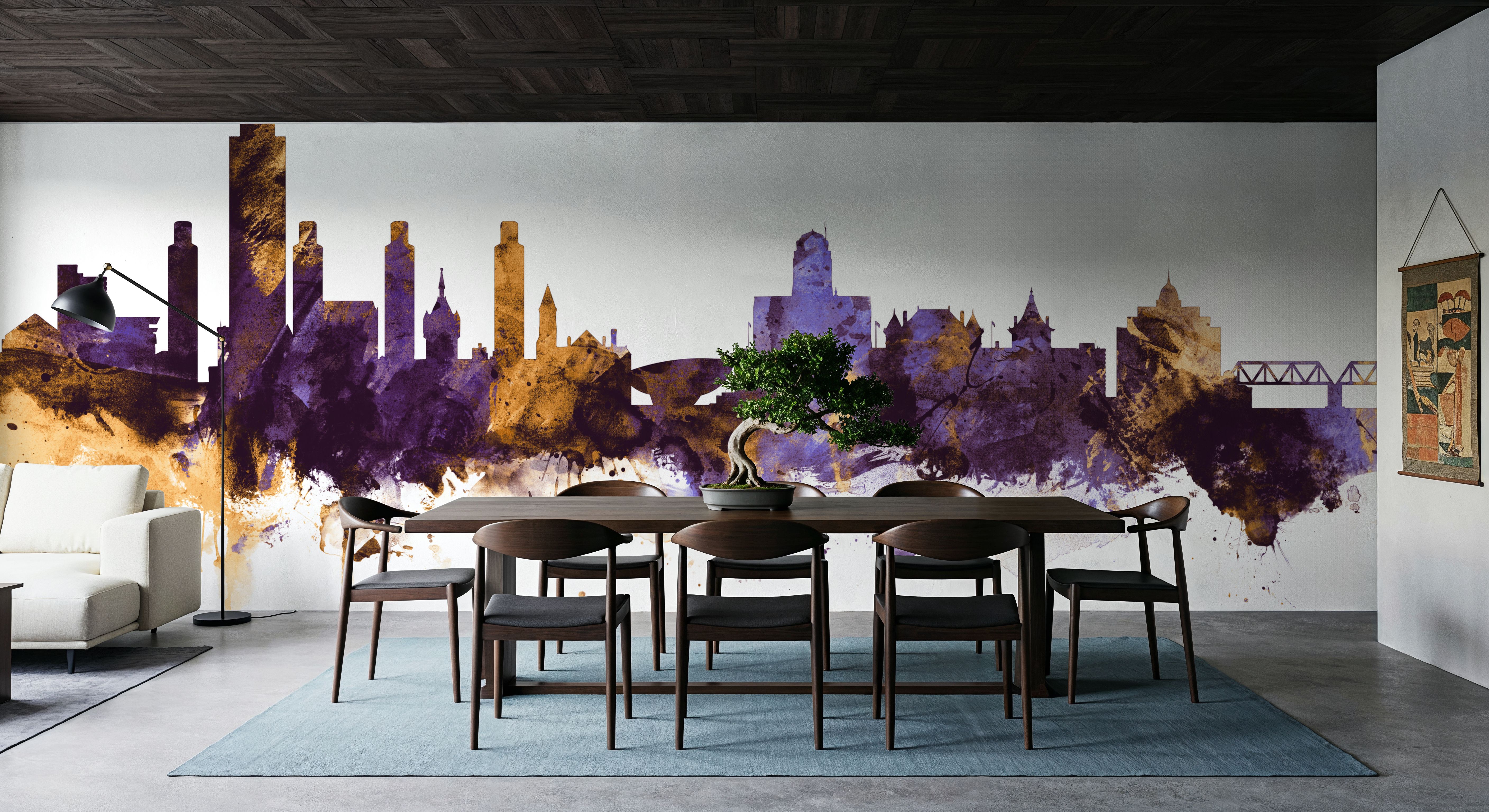 Albany New York Skyline Purple & Gold