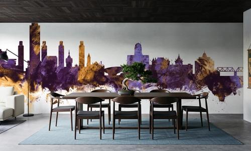 Albany New York Skyline Purple & Gold