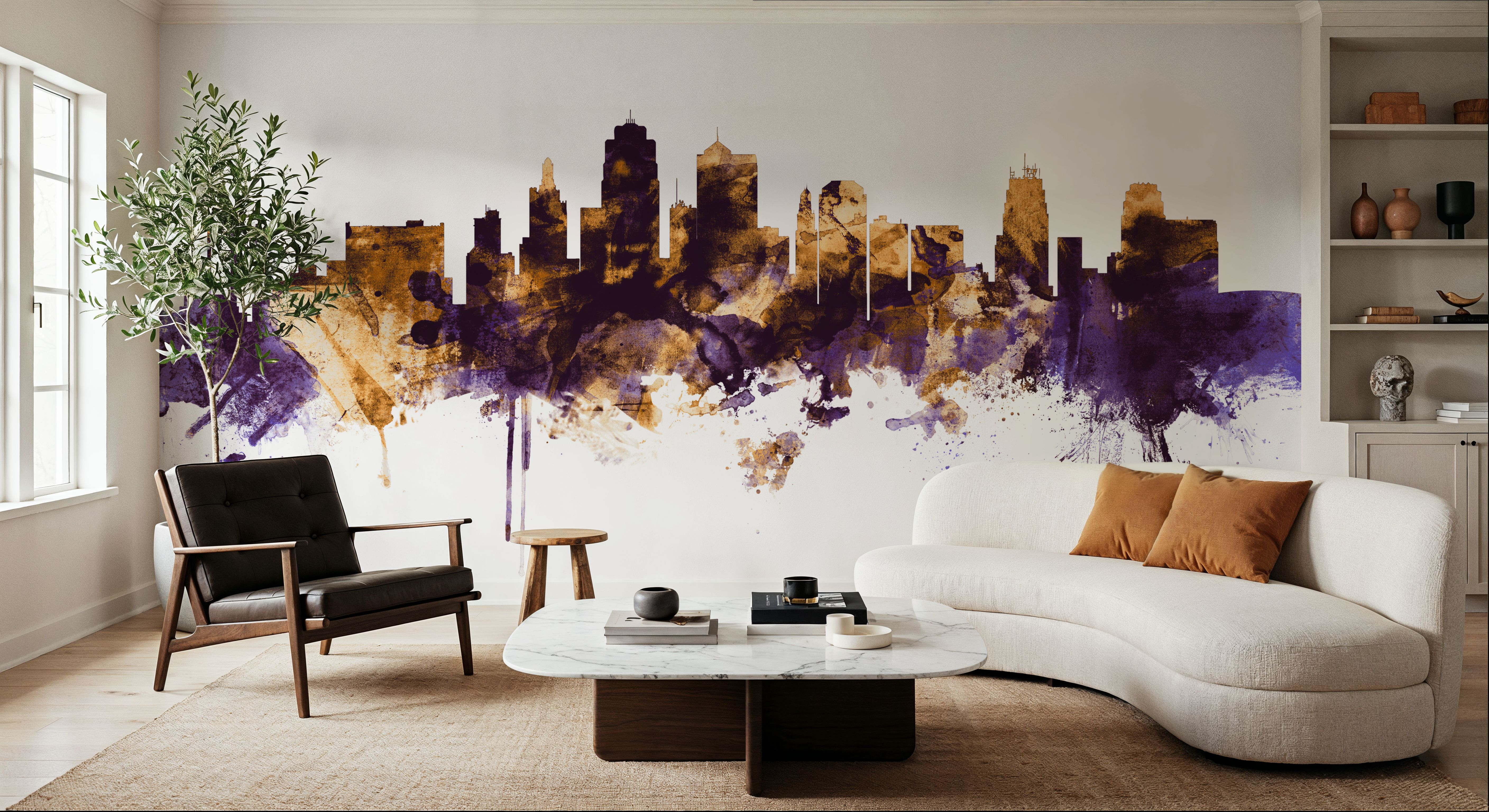 Kansas City Missouri Skyline Purple & Gold