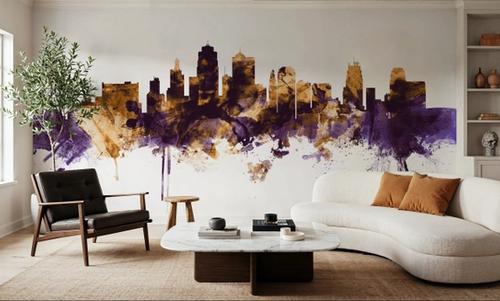 Kansas City Missouri Skyline Purple & Gold