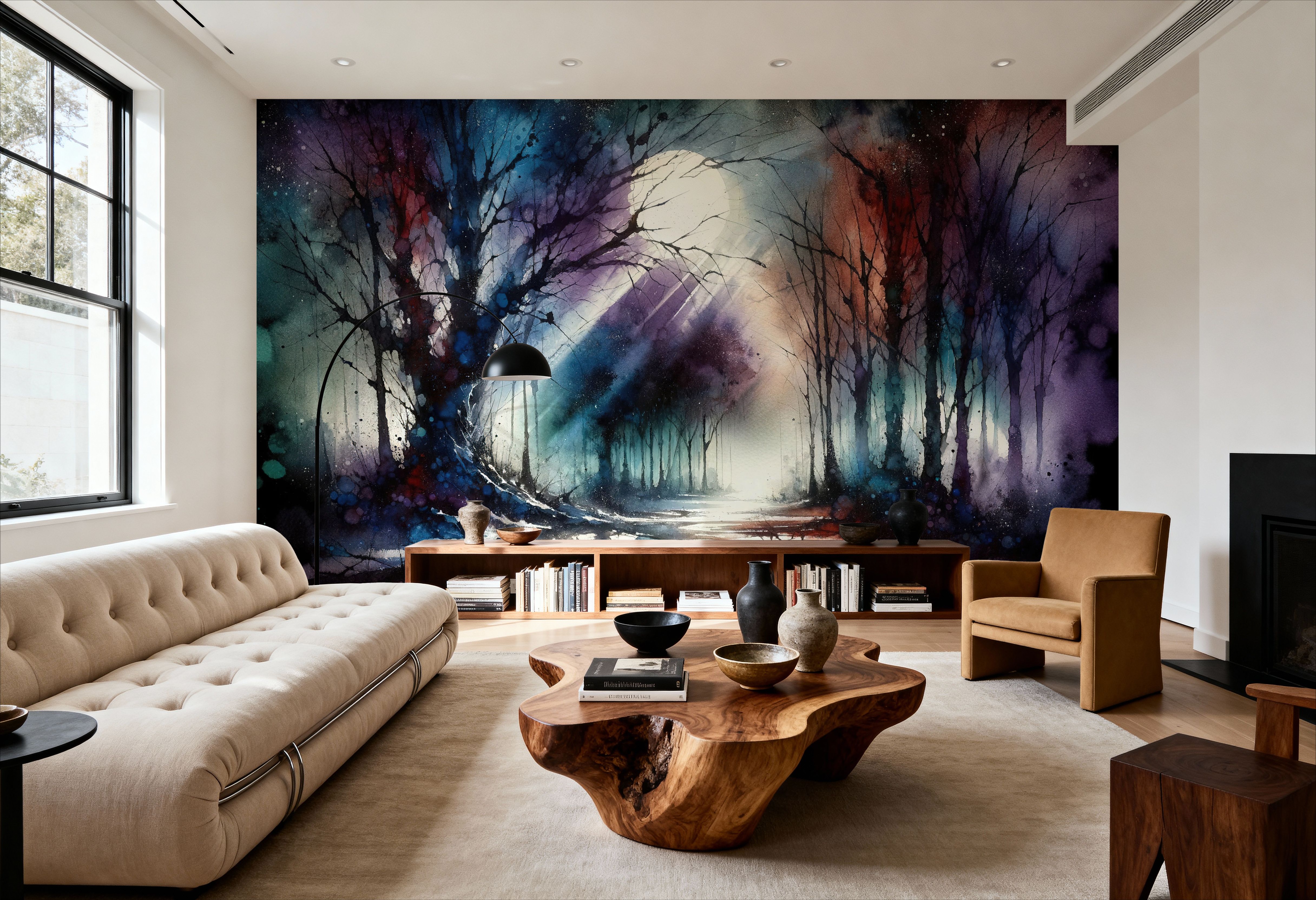 Mystical Moonlit Forest Scene