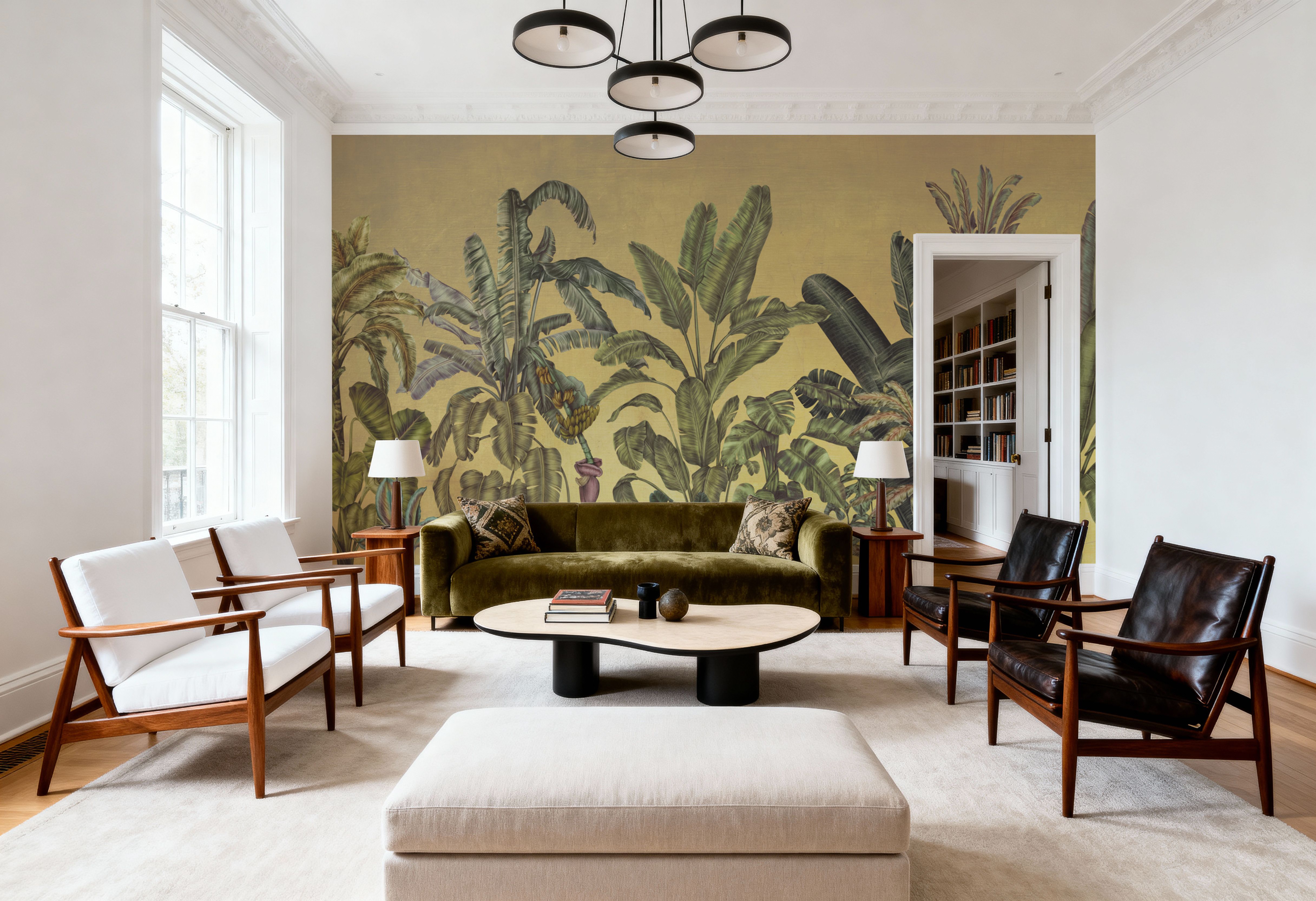 Madagascar Foliage, Yellow, Wallpaper