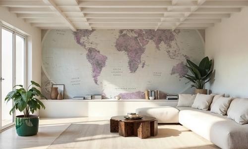 World Map Atlas Purple