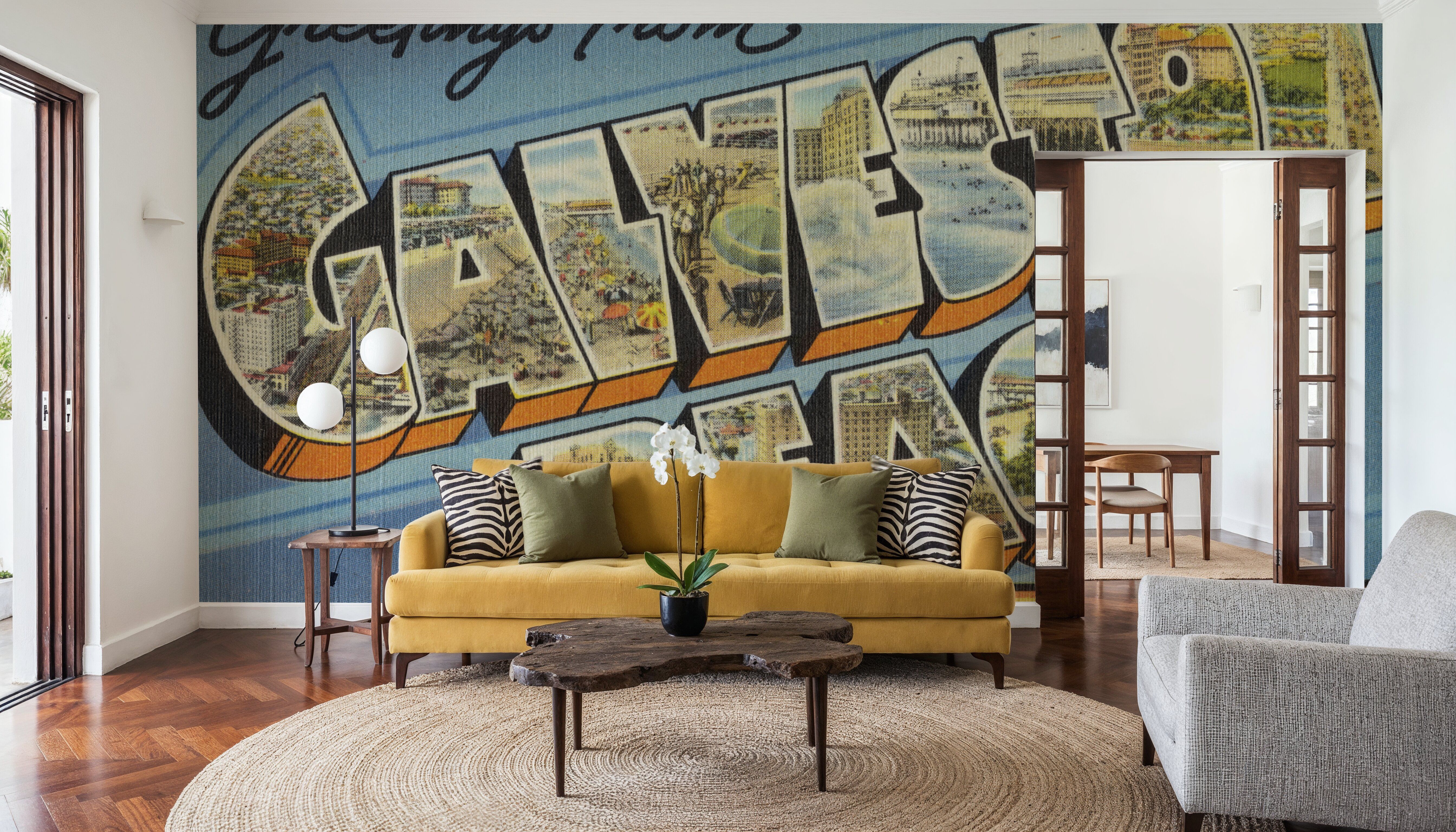 Greetings from Galveston Beach - Screenprint Postcard