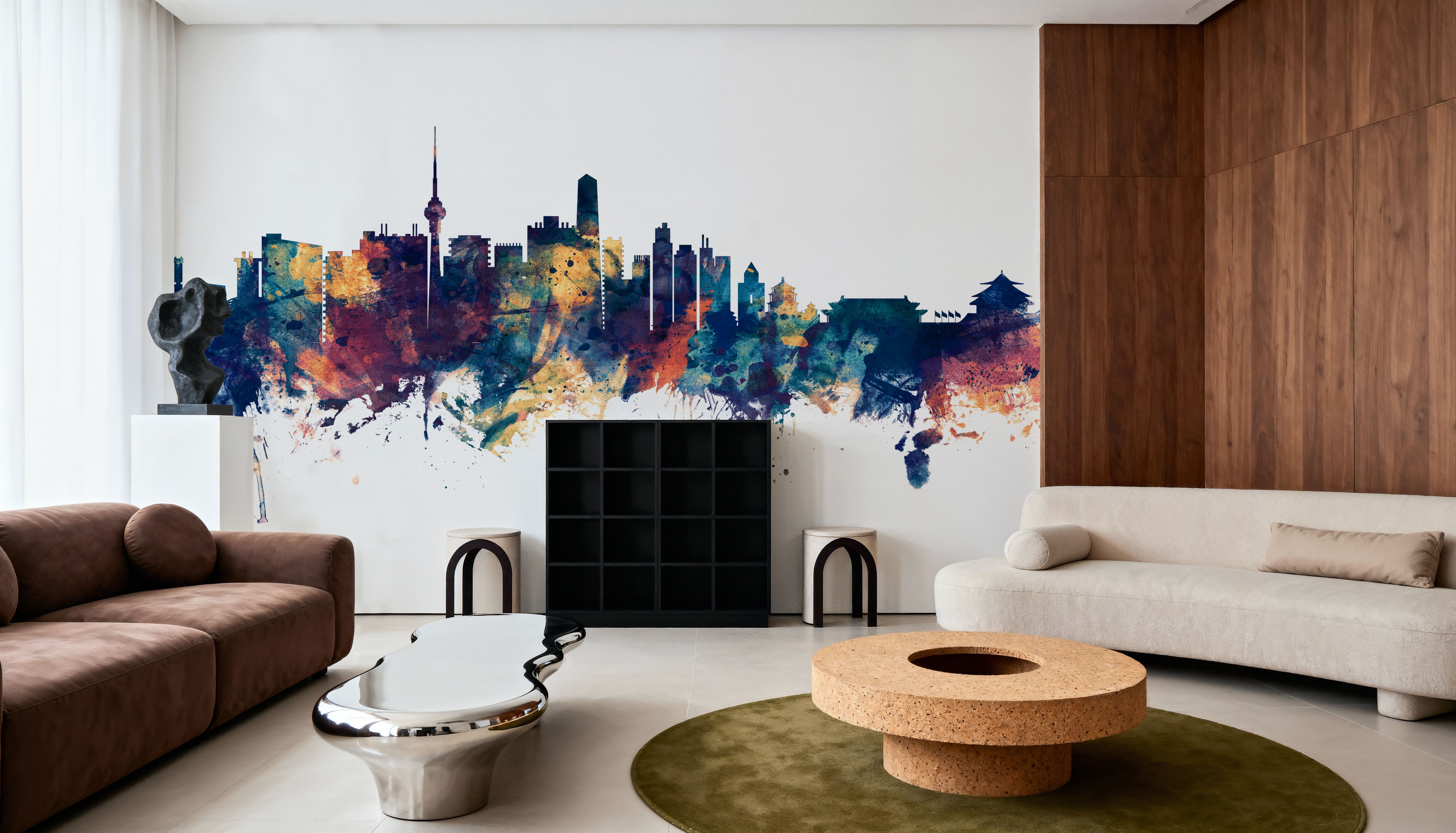 Beijing Skyline Blue & Bronze