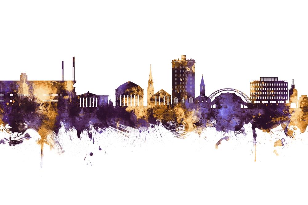 Charlottesville Virginia Skyline Purple & Gold