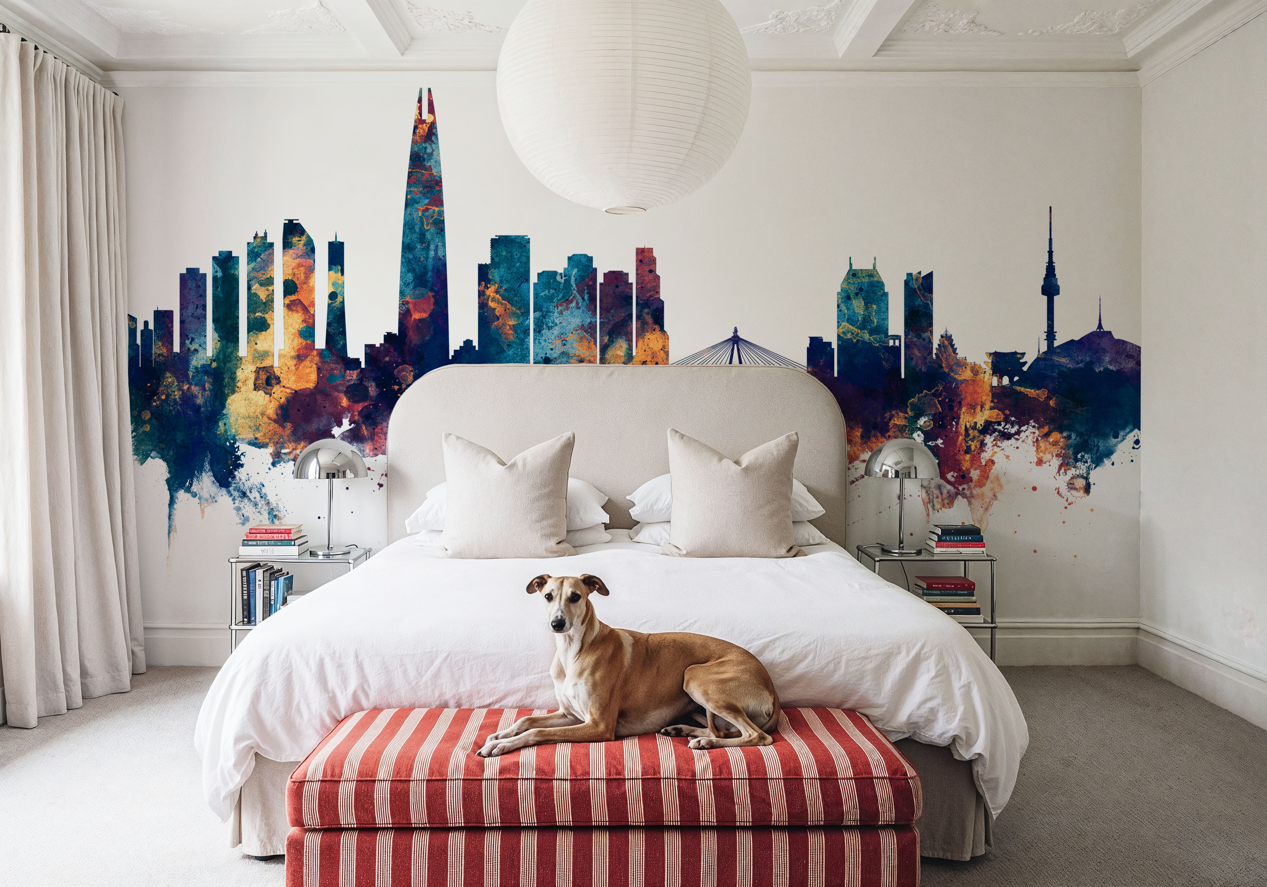 Seoul Skyline Blue & Bronze