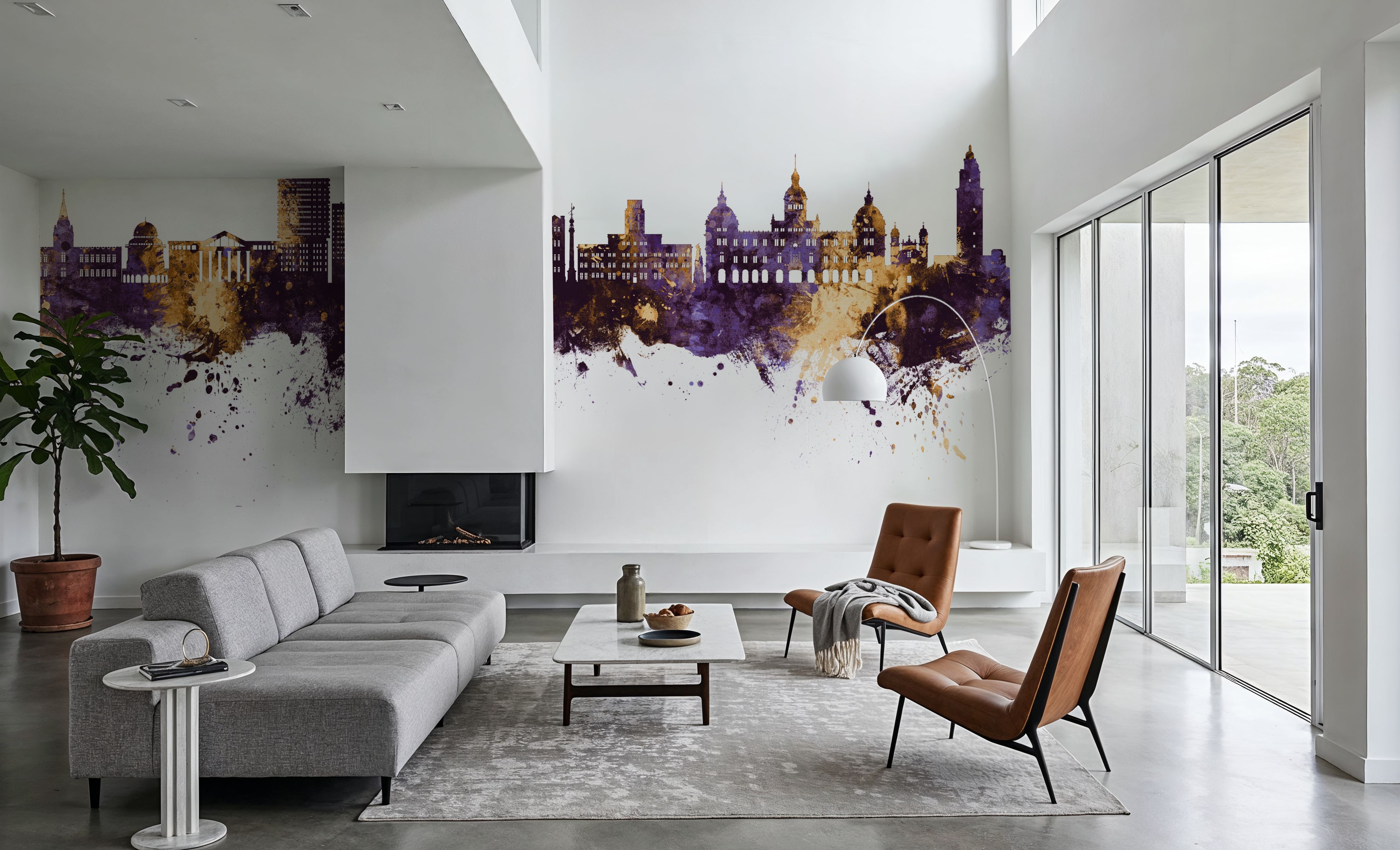 A Coruña Spain Skyline Purple & Gold, Carte da parati