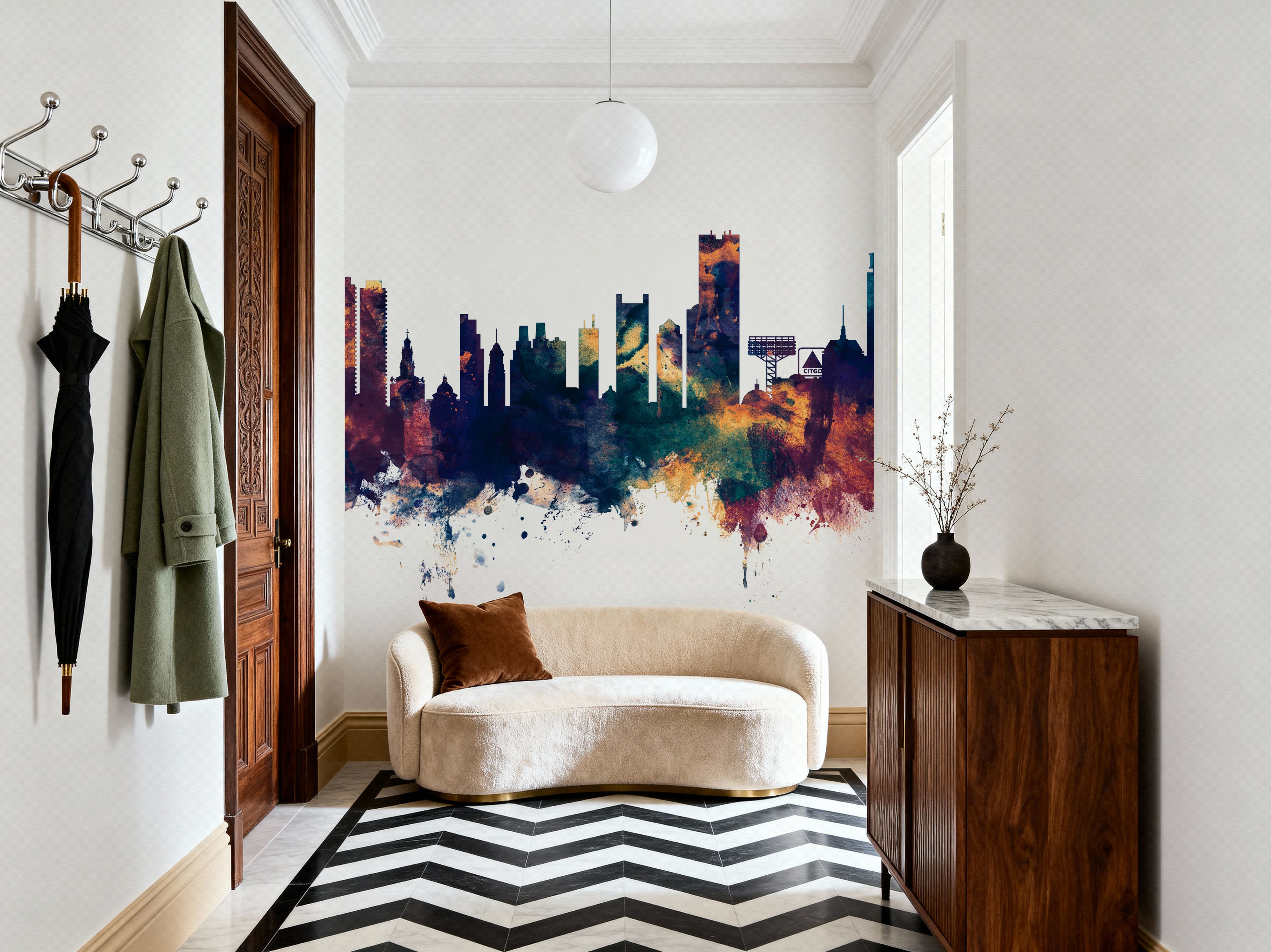 Boston Massachusettes Skyline Blue & Bronze