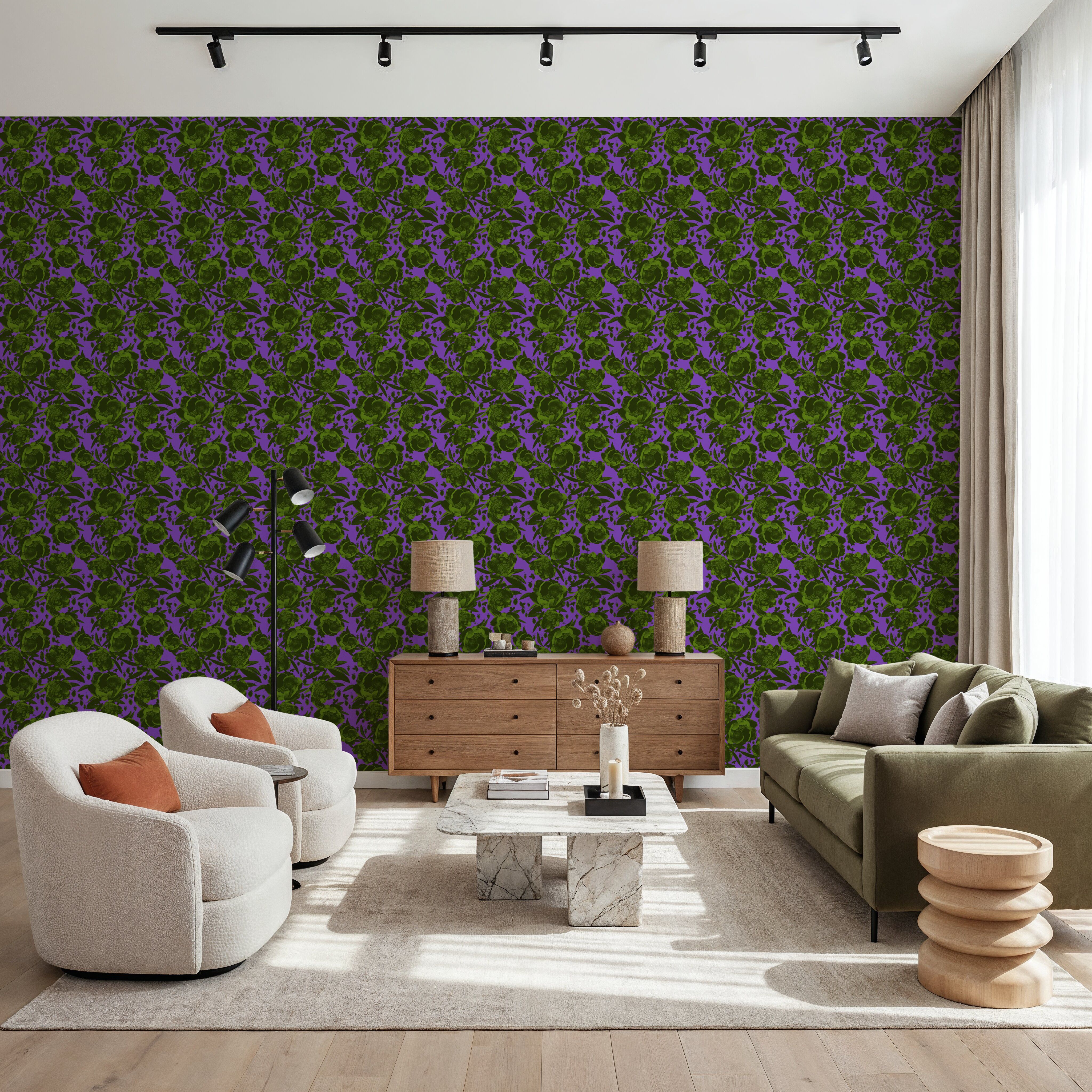 Pop Peonies, Green & Purple