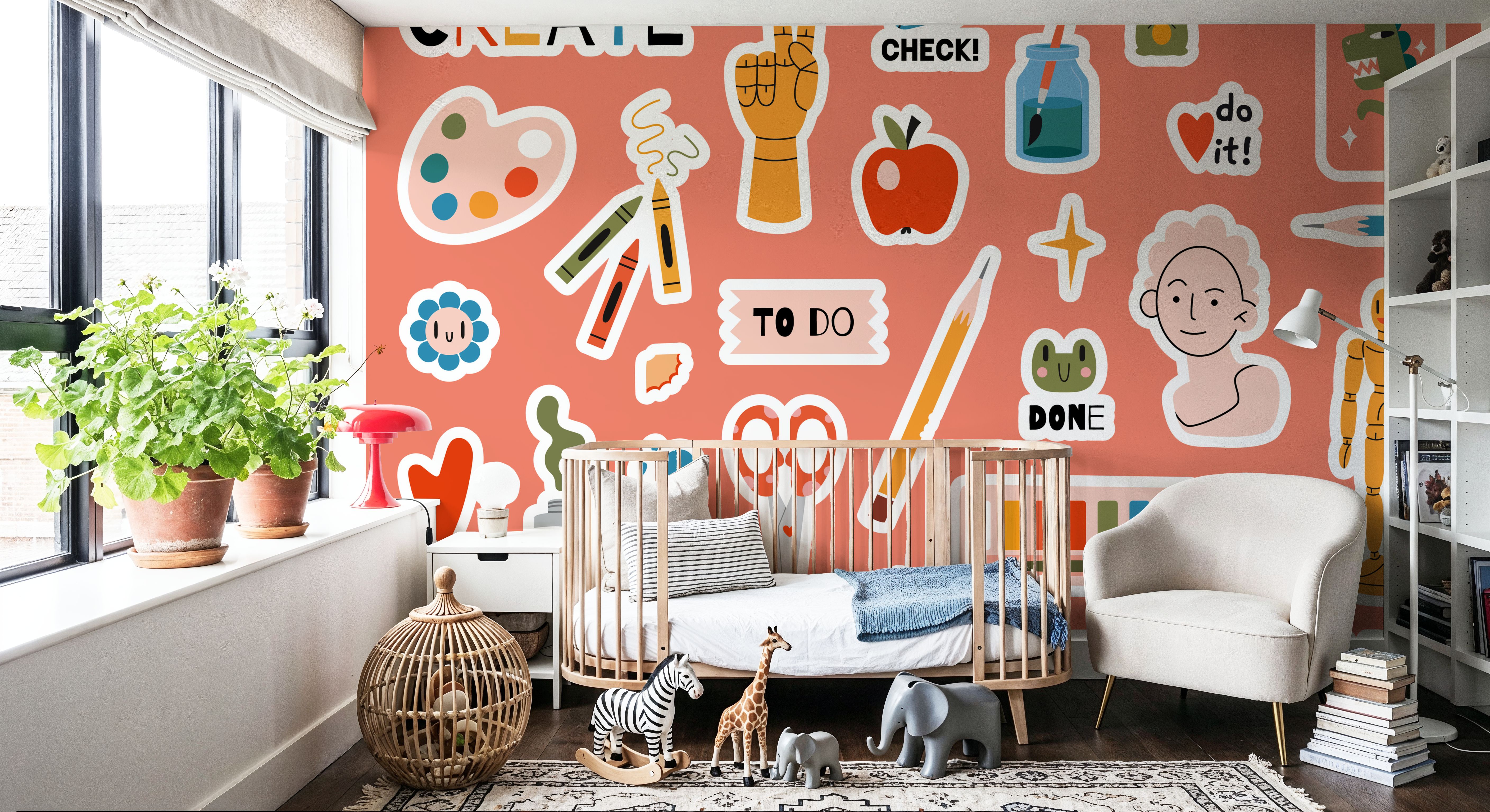 Wall Mural - Artsy - Graphics Hobbies mural wallpaper - Orange - Offices - Wallism Ireland - Premium, Textured or Peel & Stick