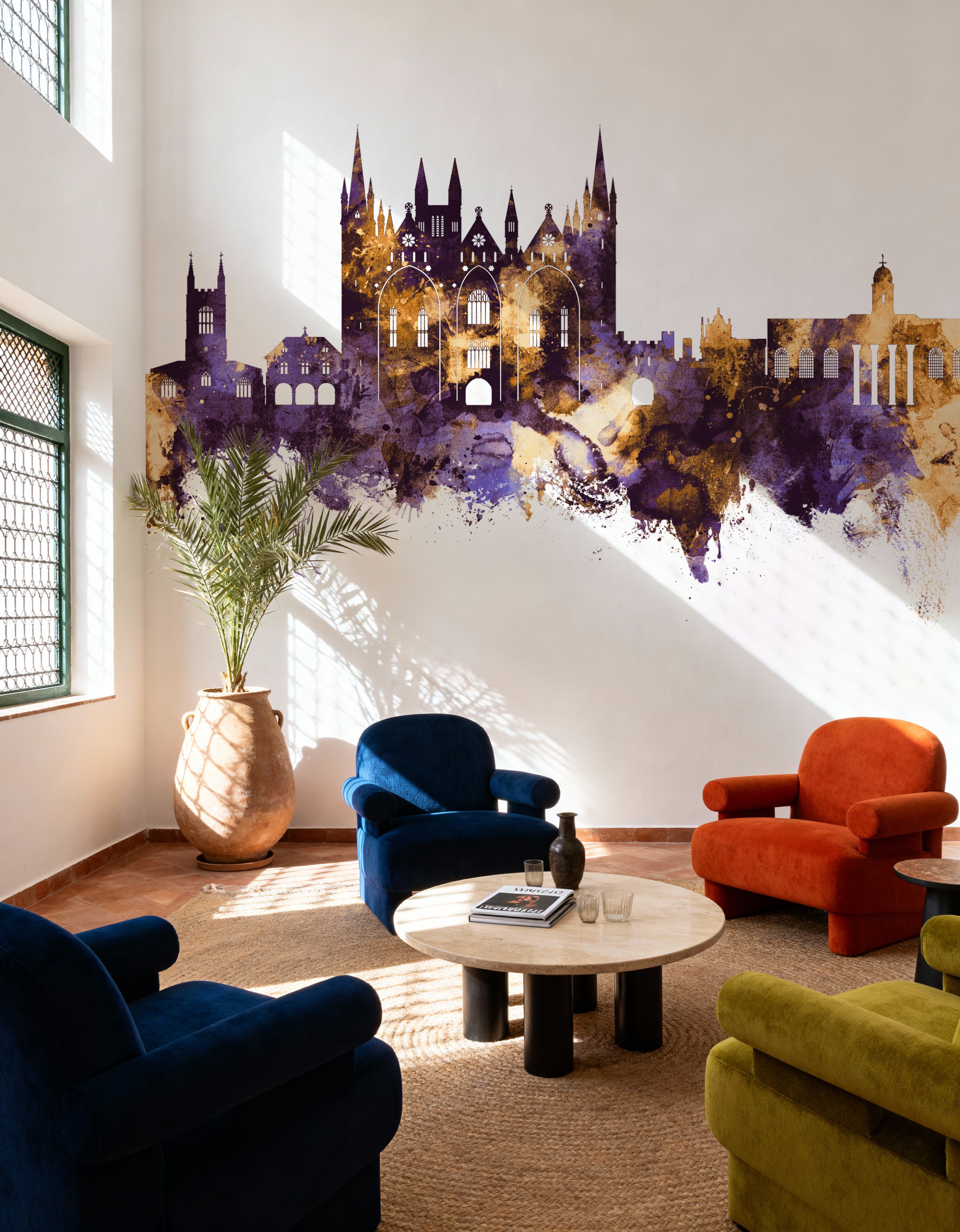 Peterborough England Skyline Purple & Gold