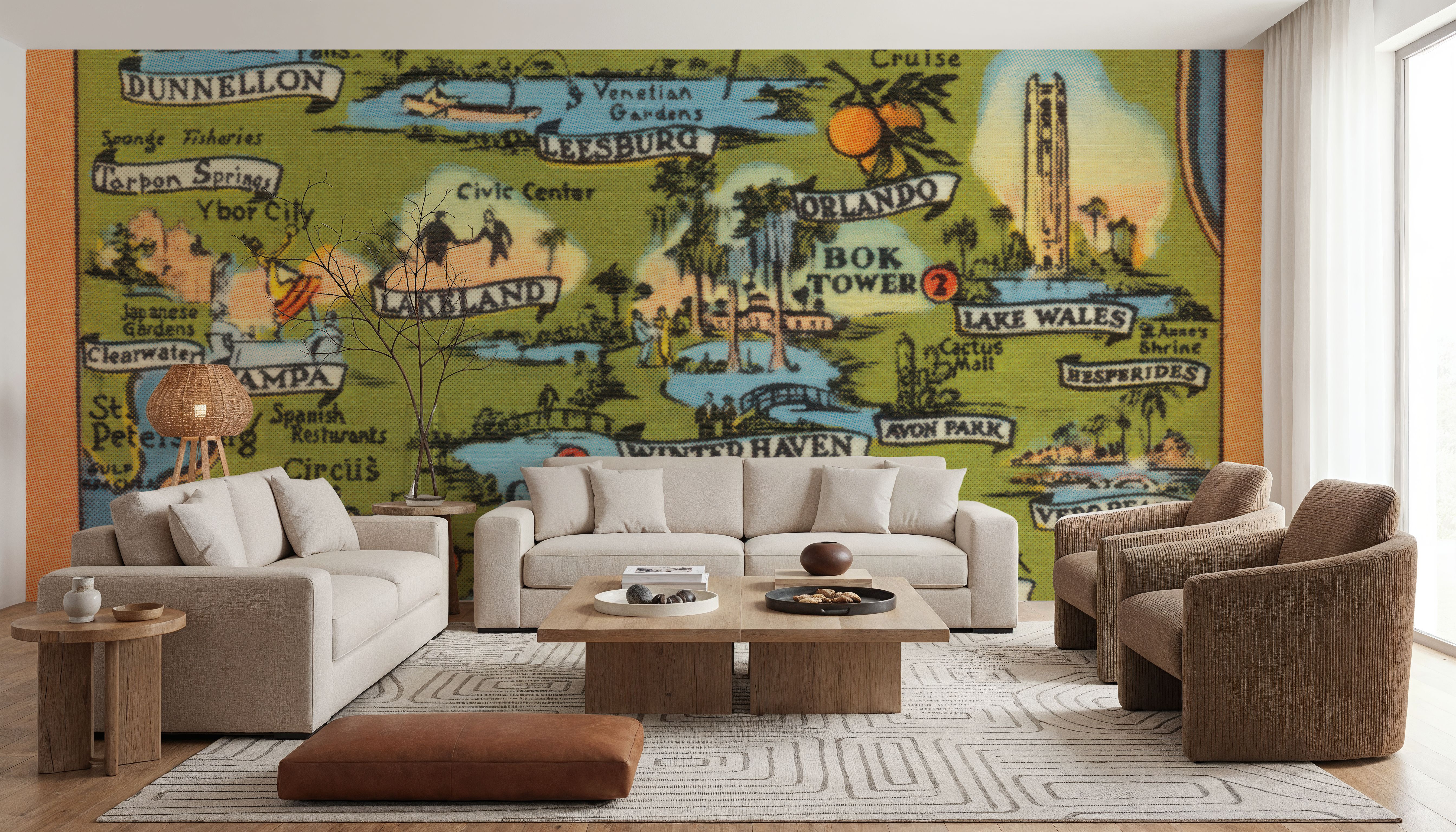 Vintage South Florida Map, Wallpaper