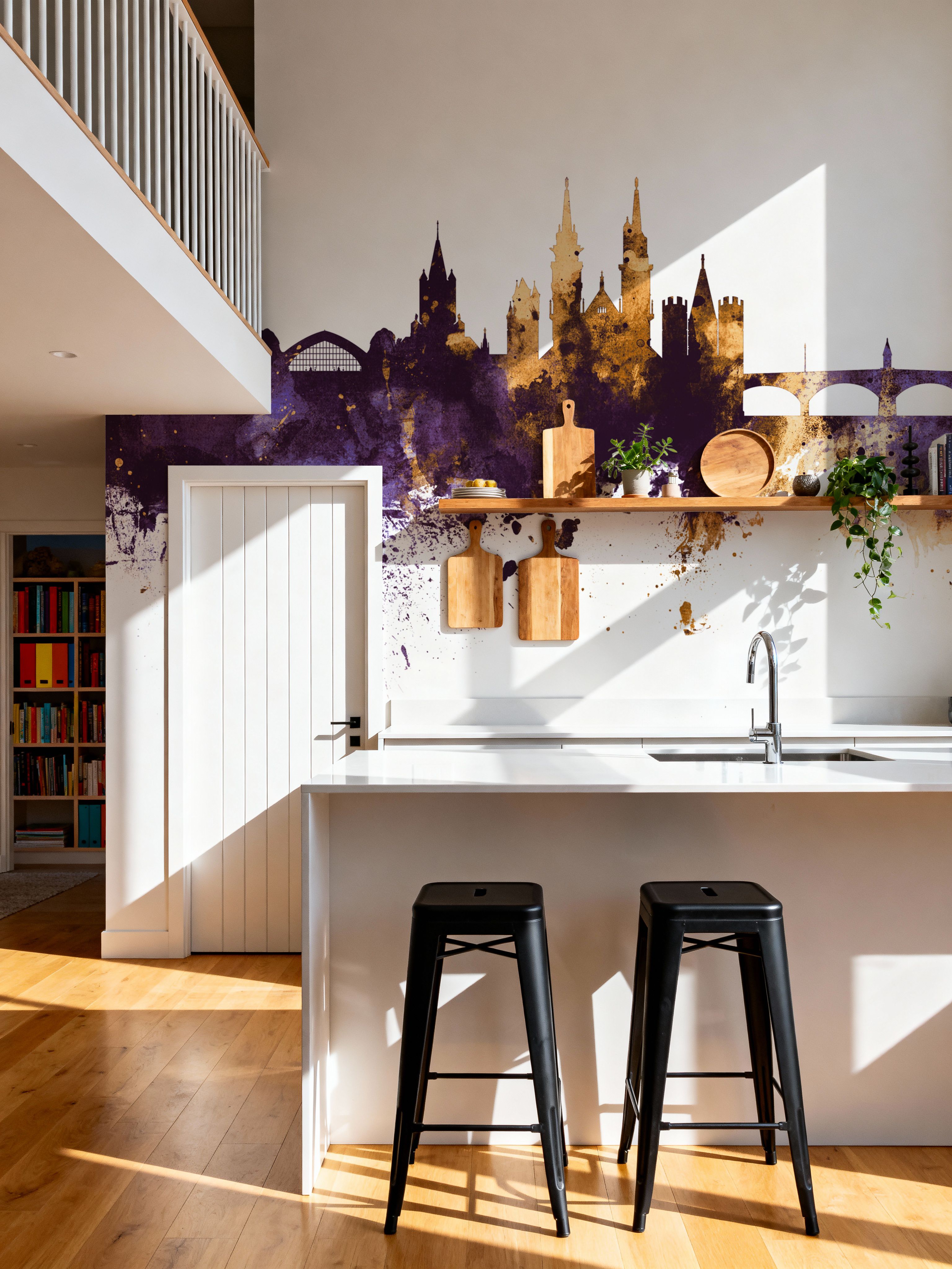 Basel Switzerland Skyline Purple & Gold