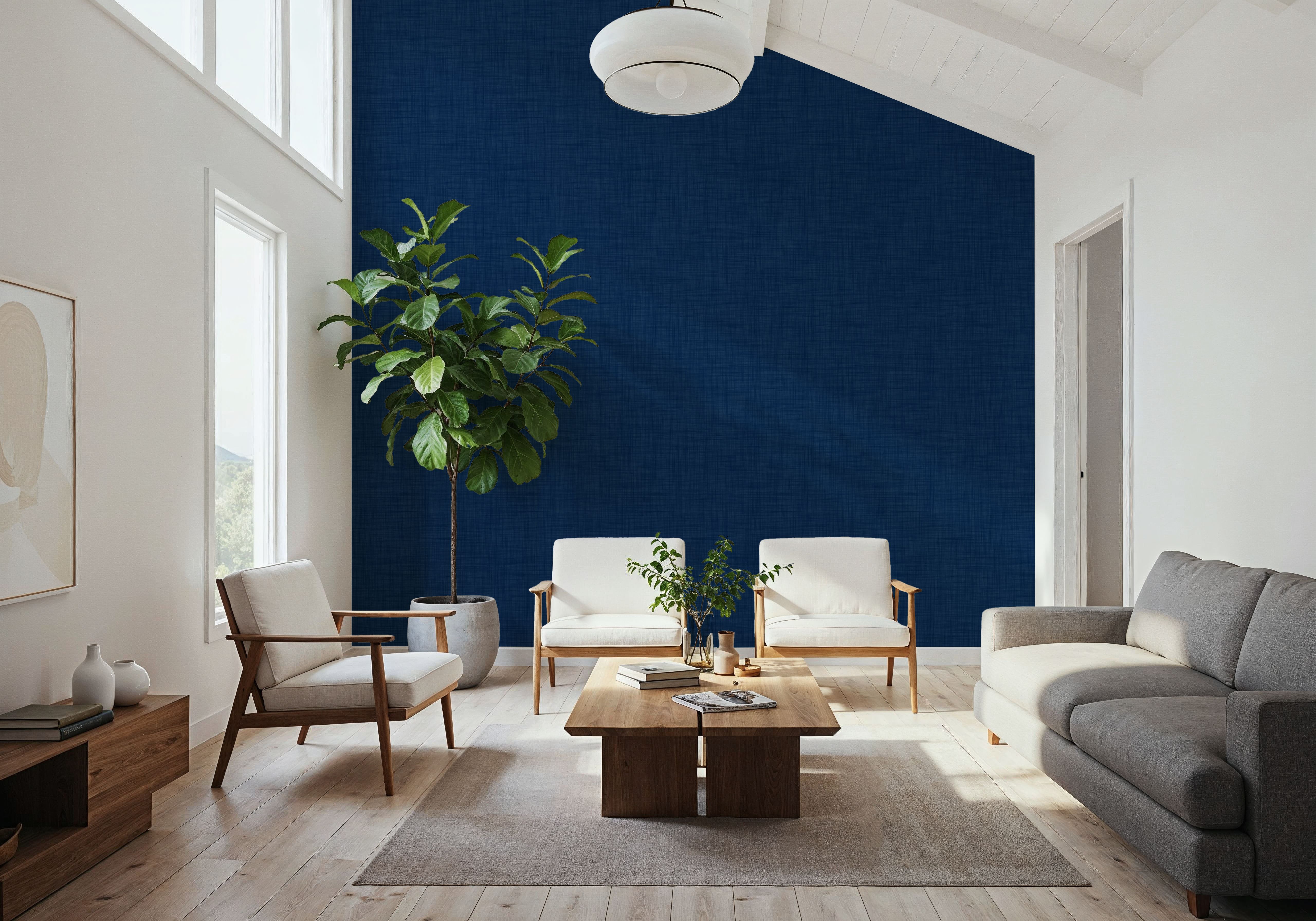 Mottled Linen Effect, Indigo Denim