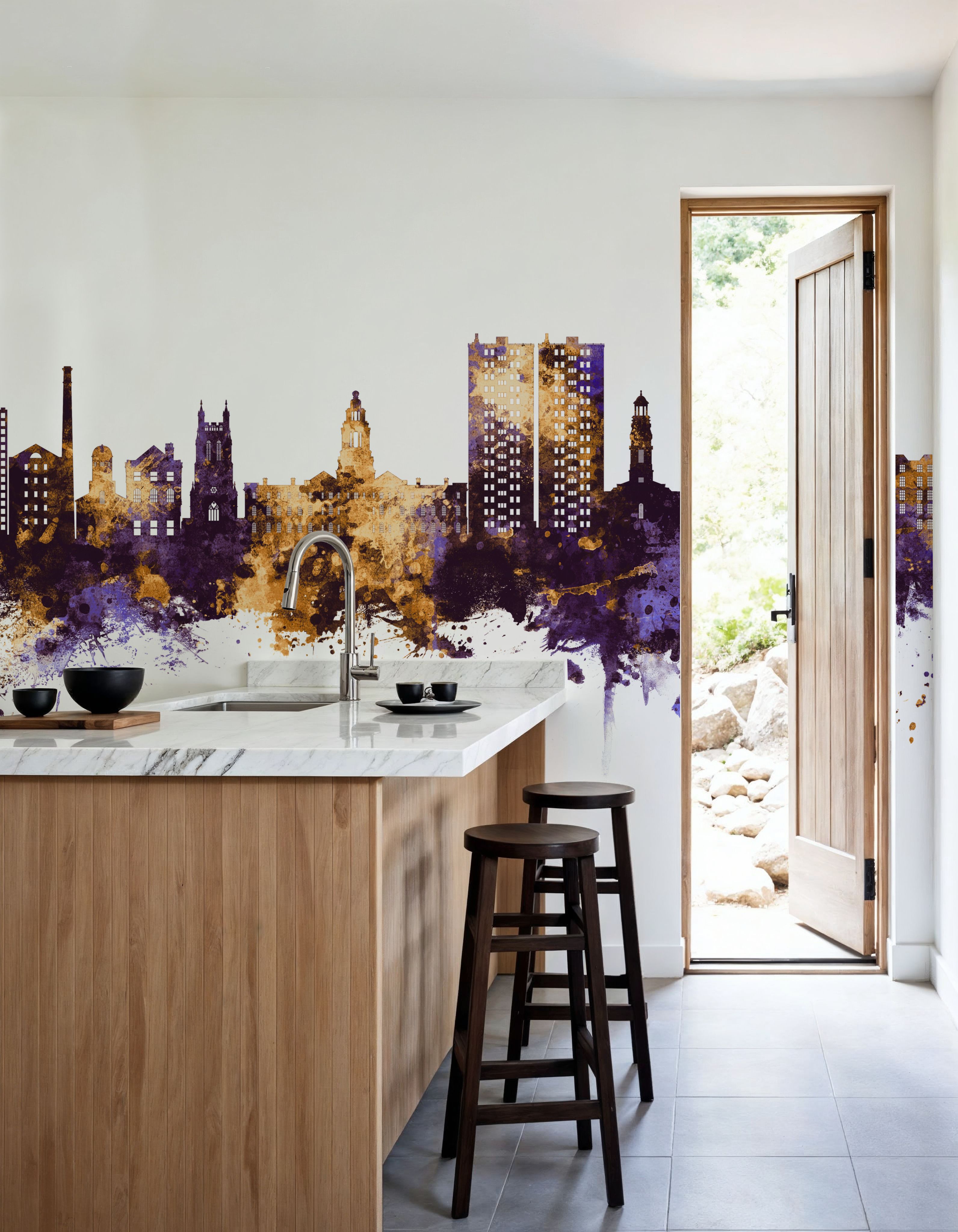 Stockport England Skyline Purple & Gold