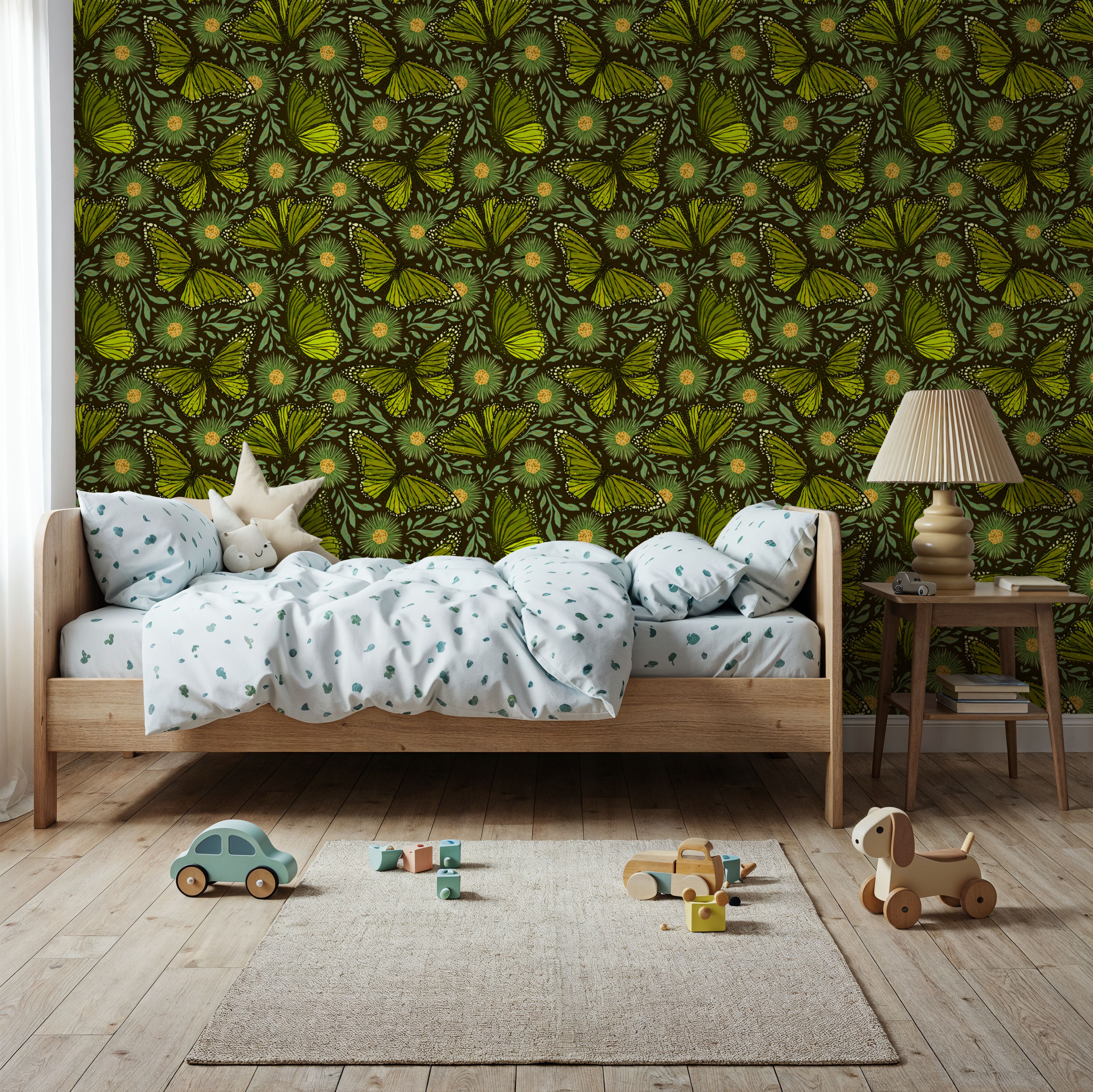 Papillion II, Avocado Green, Wallpaper