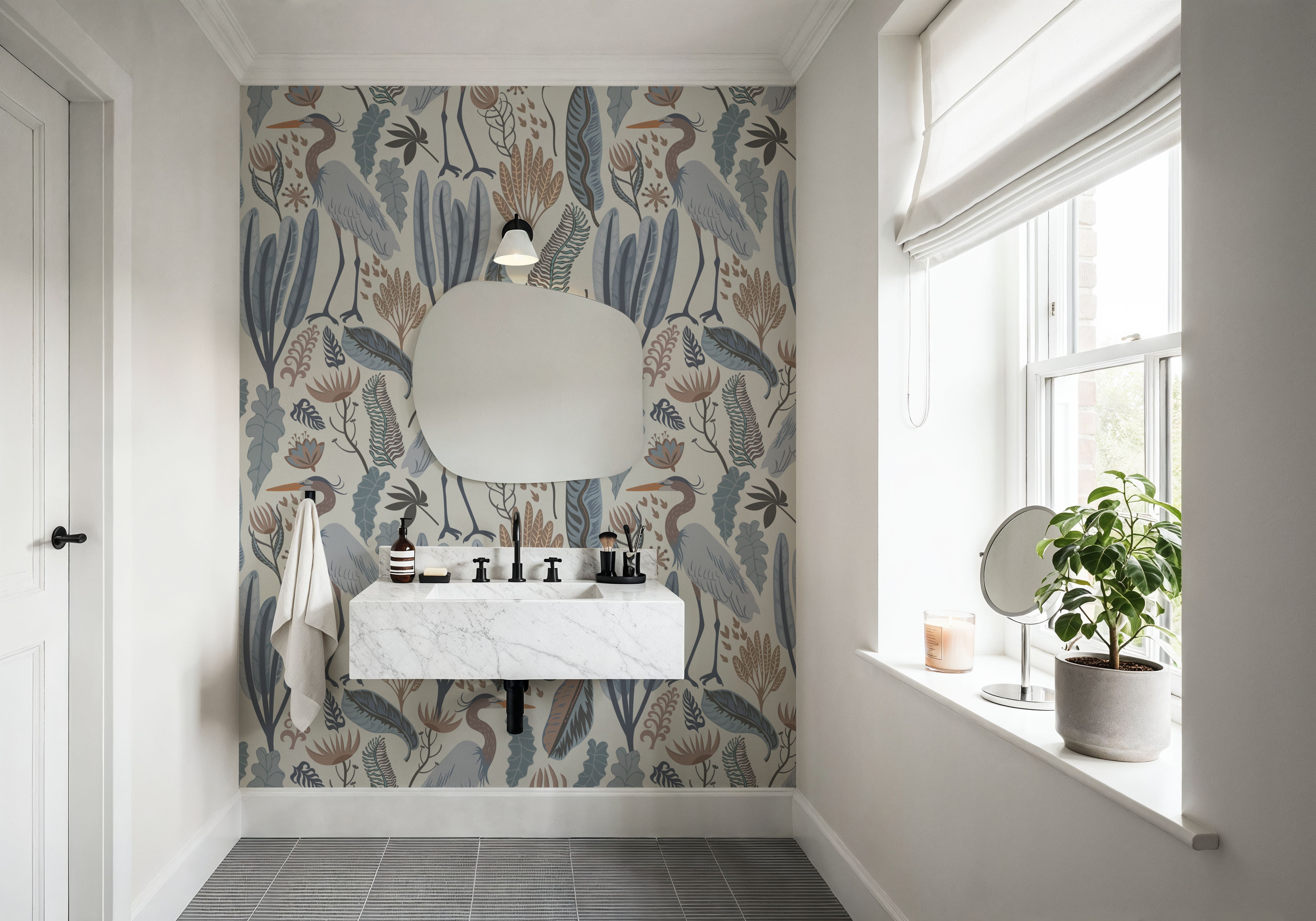 Heron & Plants Blue Cream