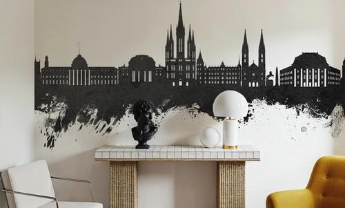 Weisbaden Germany Skyline Black & White