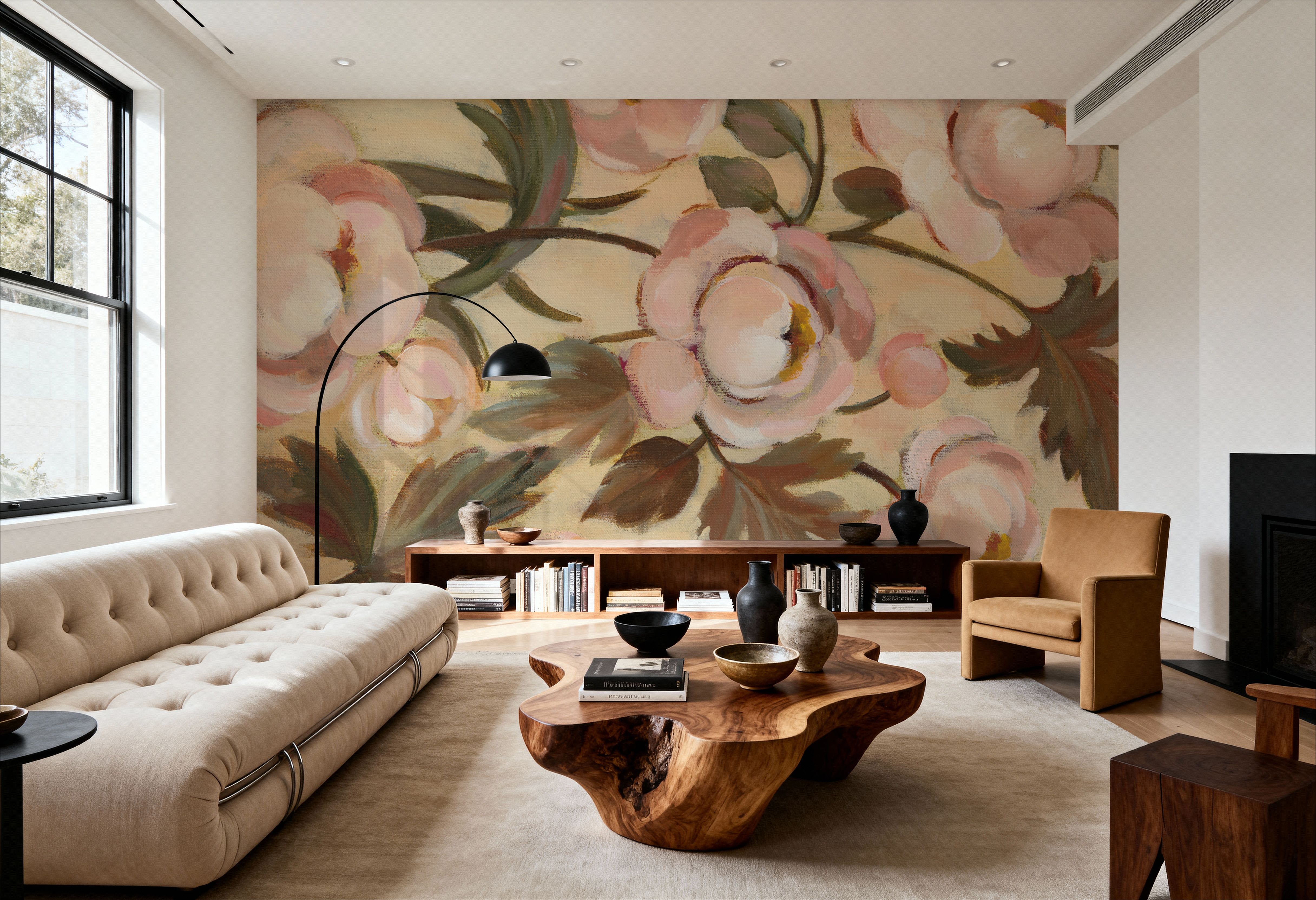 Wall Mural - Garden Peonies I - Contemporary mural wallpaper - Dining Room - Wallism US - Premium, Textured or Peel & Stick