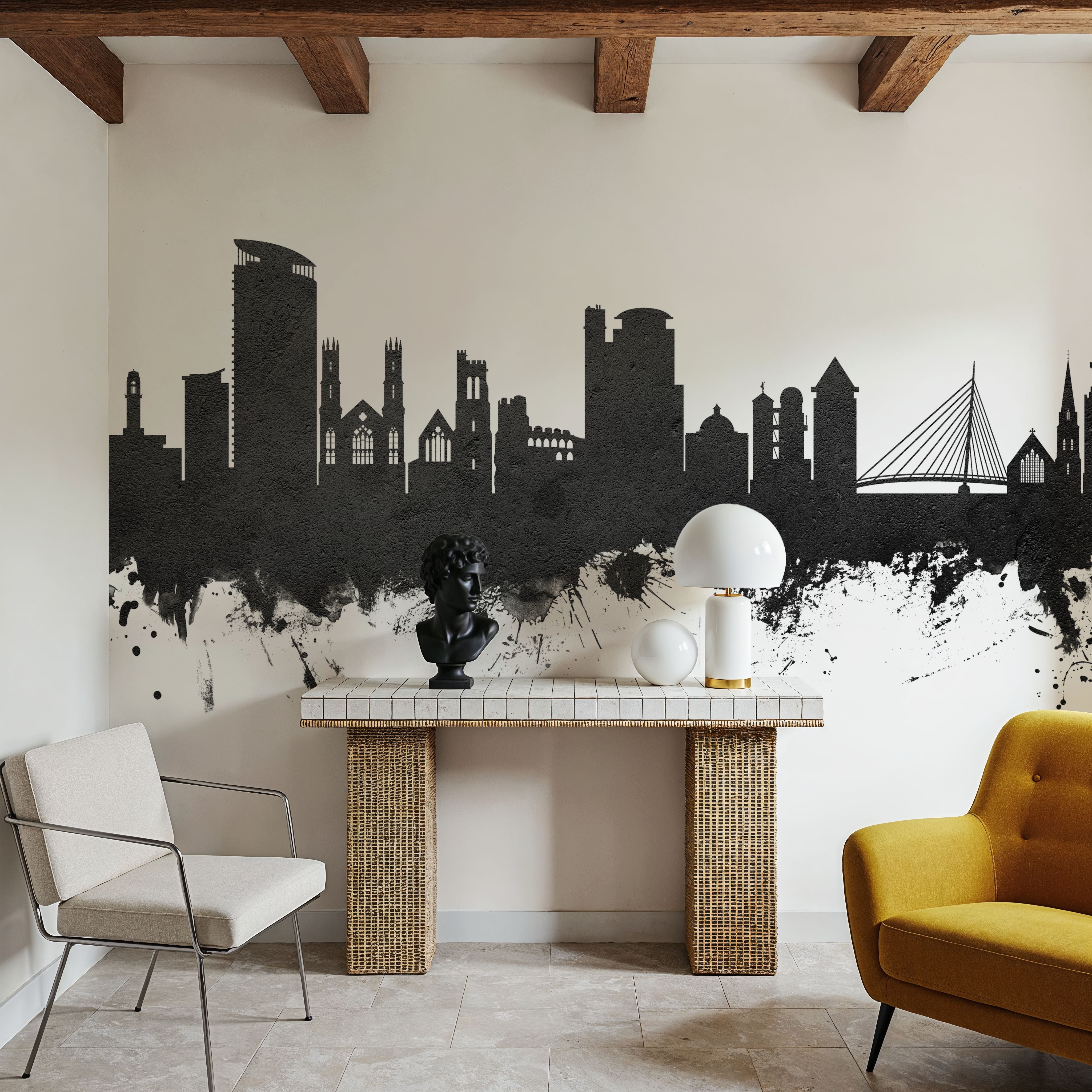 Swansea Wales Skyline Black & White