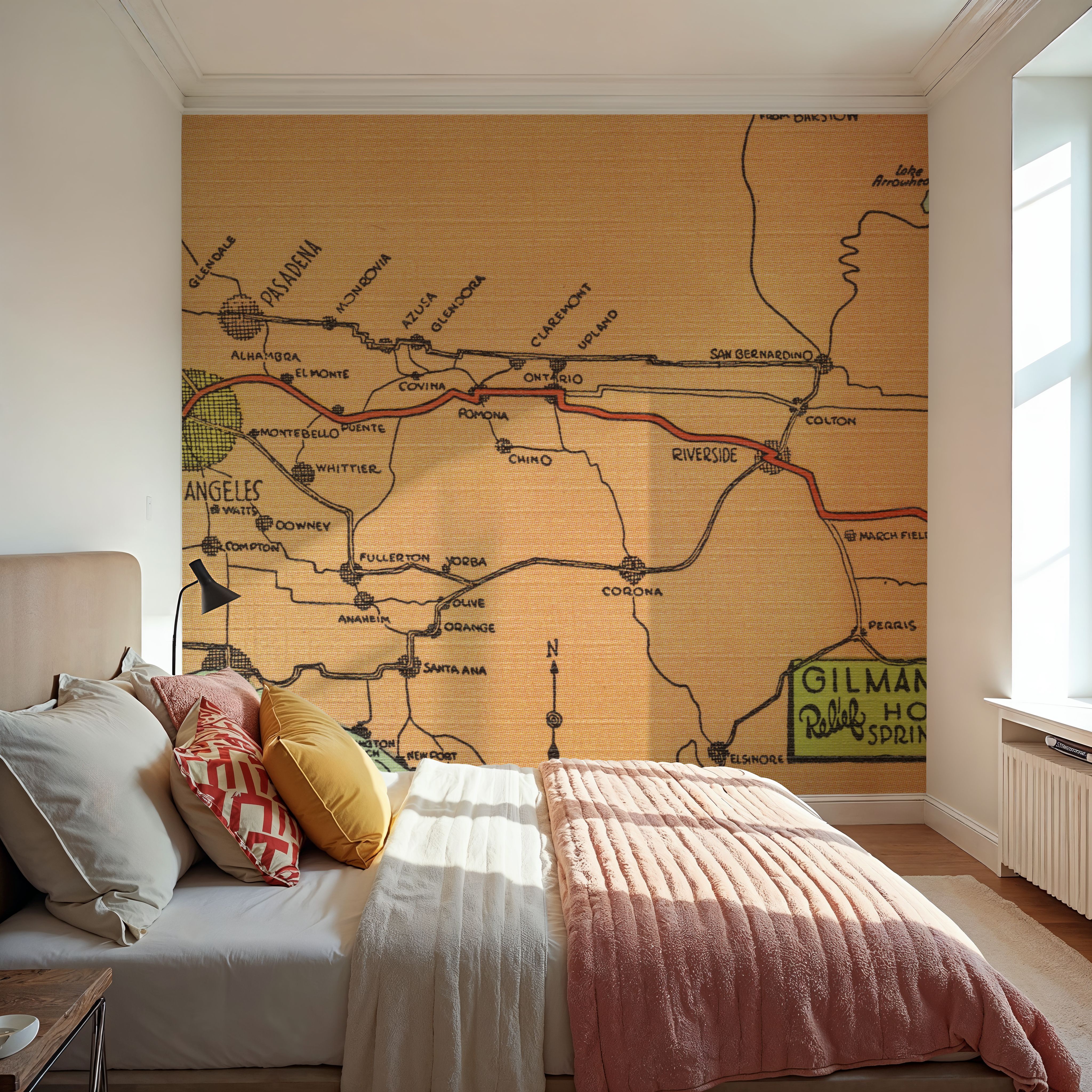 Greetings from California Map - Screenprint Postcard