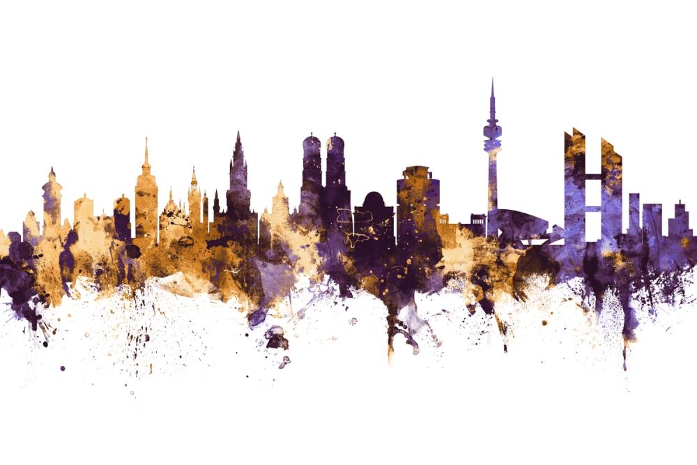 Munich Skyline Purple & Gold