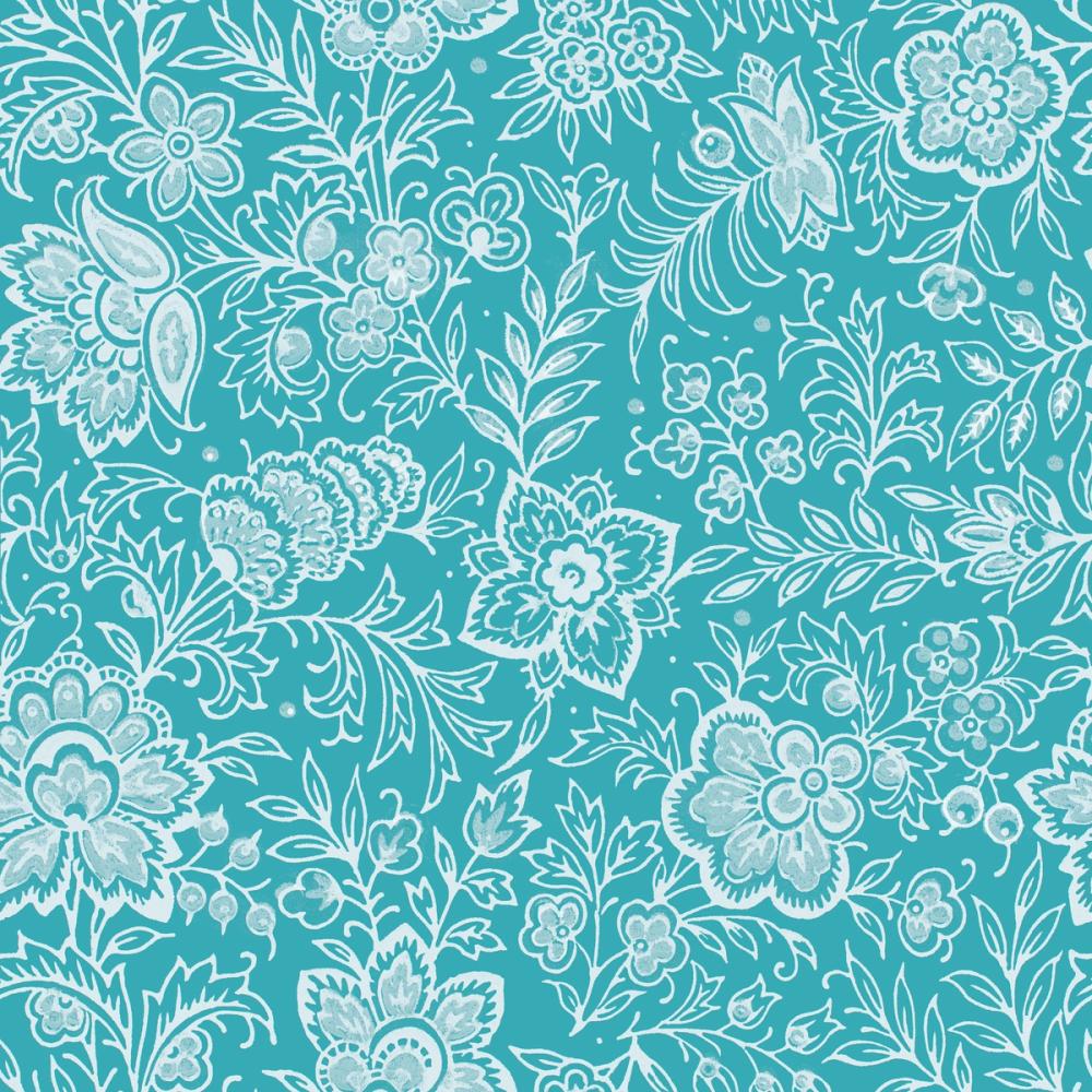 Kala Flowers White on Turqouise