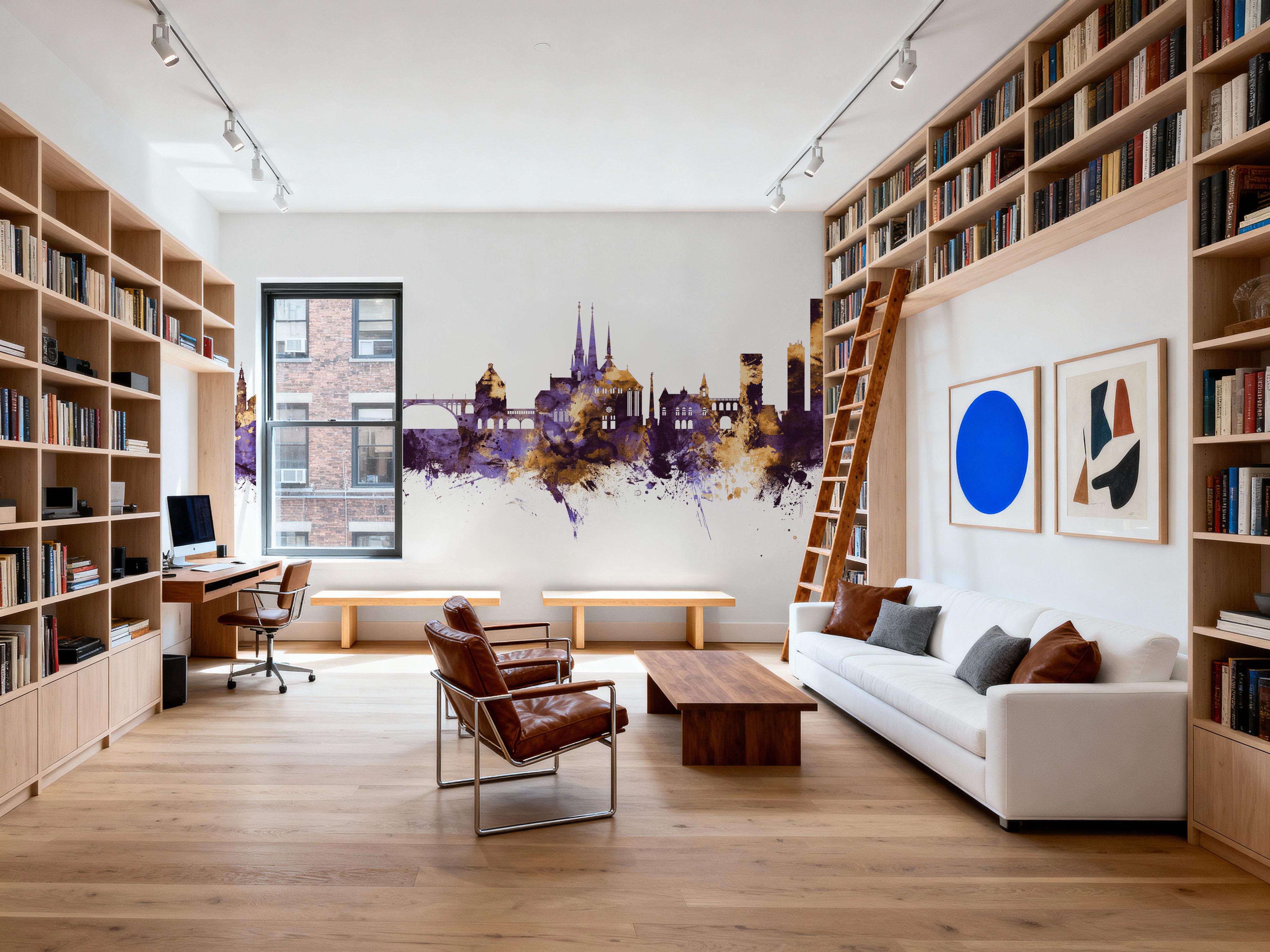 Luxembourg City Skyline Purple & Gold