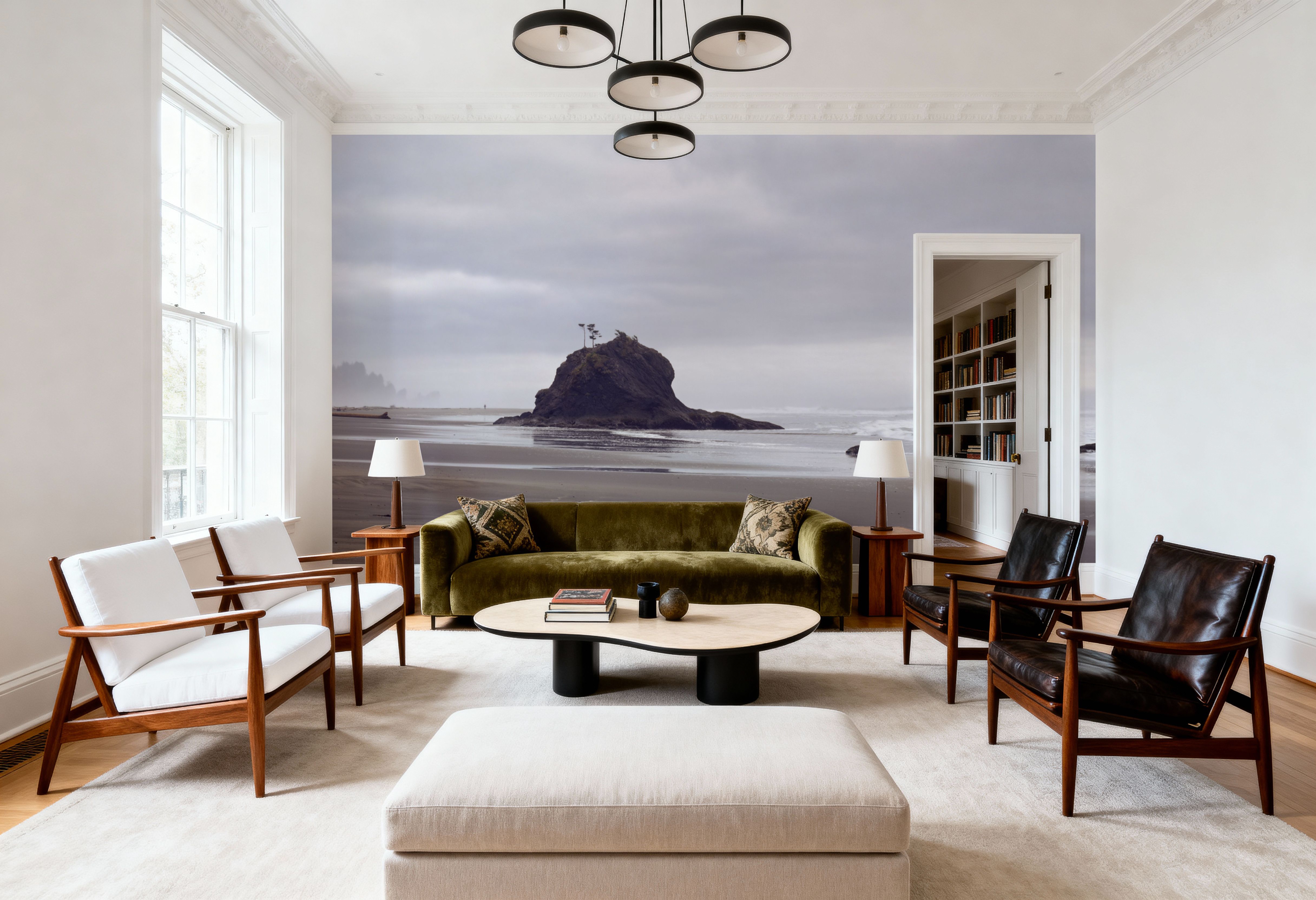 Misty Coastal Haven, Wallpaper